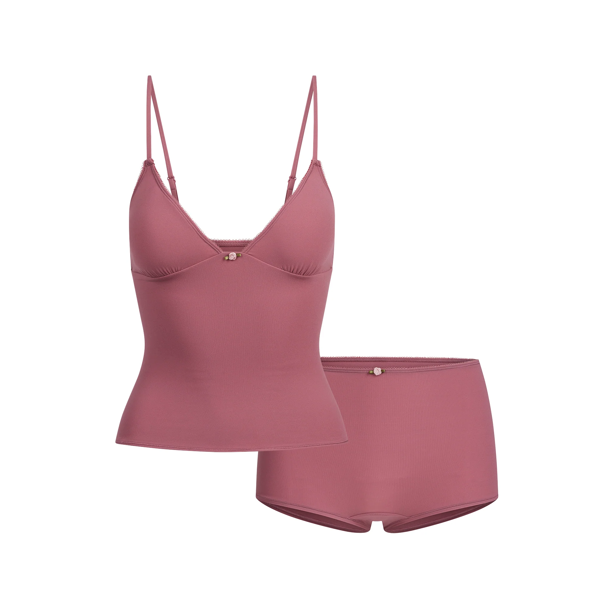 FITS EVERYBODY PICOT CAMI AND BOY SHORT SET | BEET