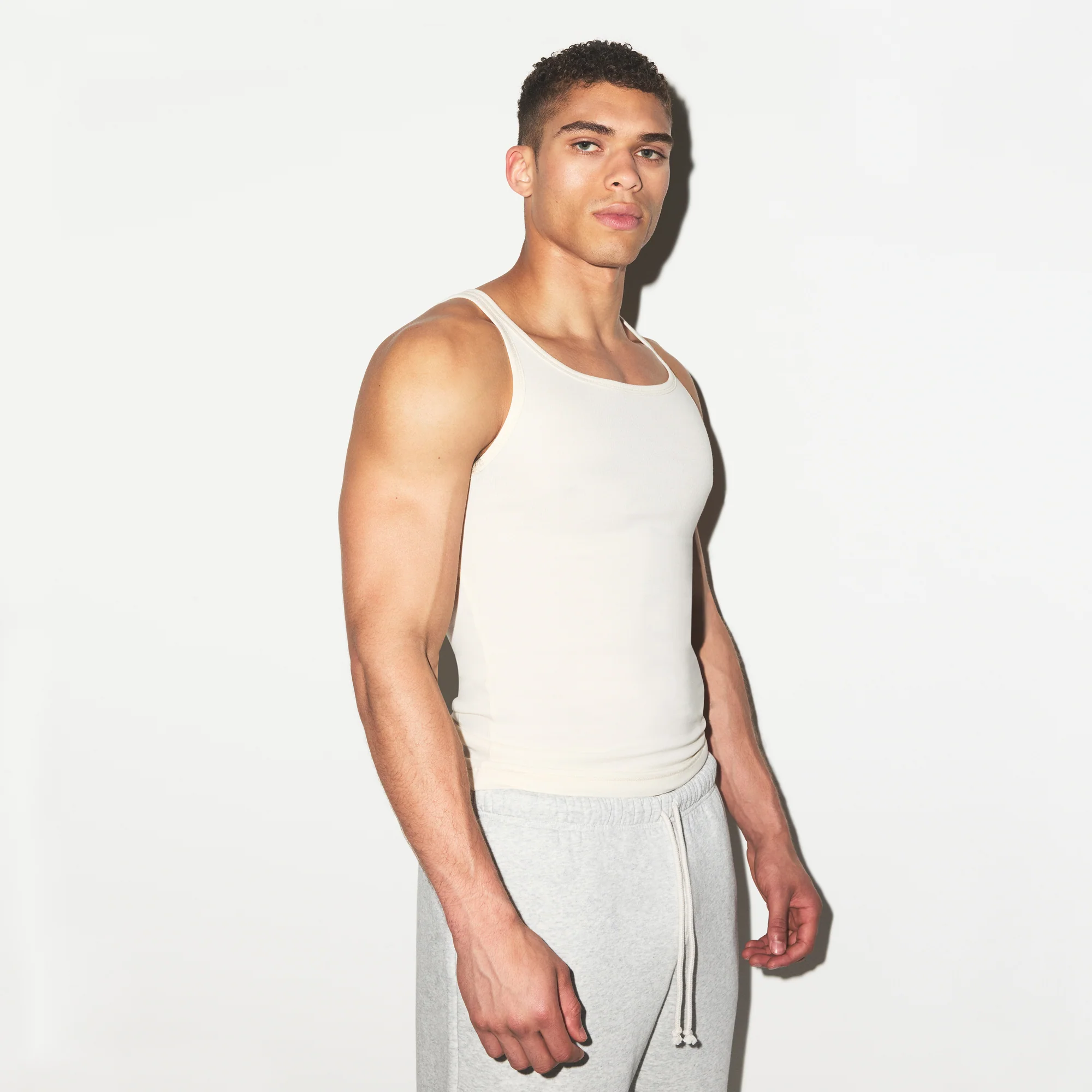 SKIMS COTTON MENS RIB TANK 3-PACK | ECRU RUSSET MULTI