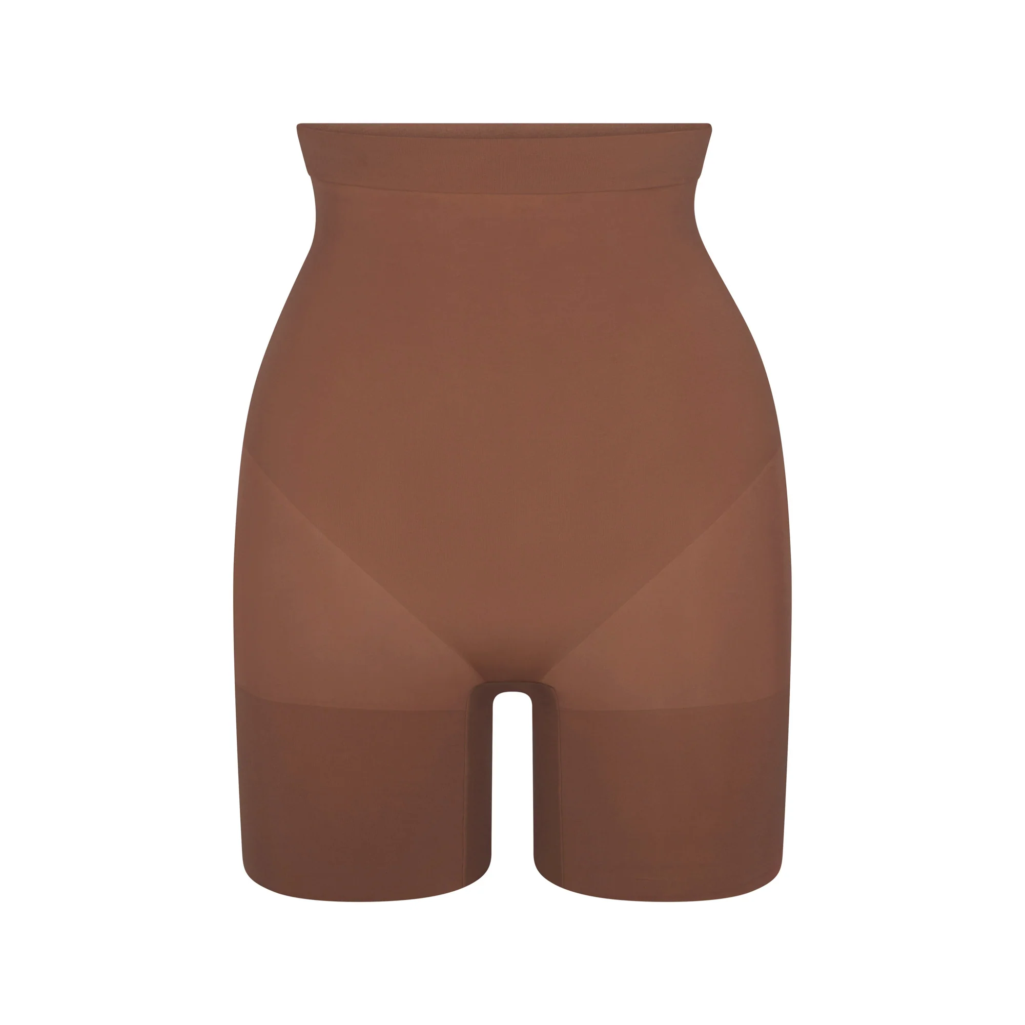 SHEER SEAMLESS HIGH-WAISTED MID THIGH SHORT | CLAY