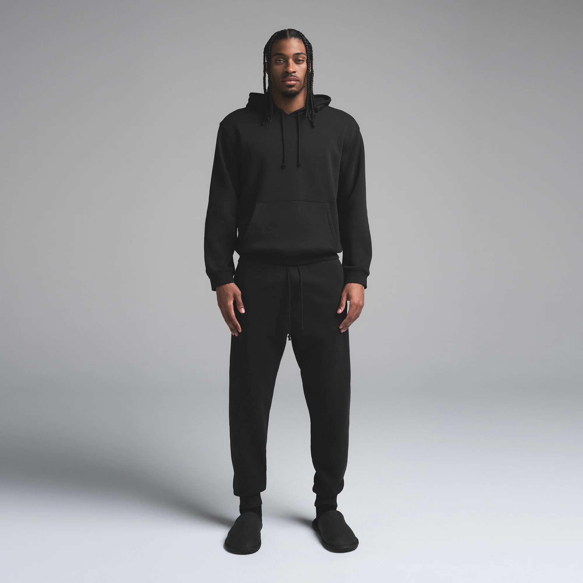 FLEECE LOUNGE MENS CLASSIC HOODIE | WASHED ONYX