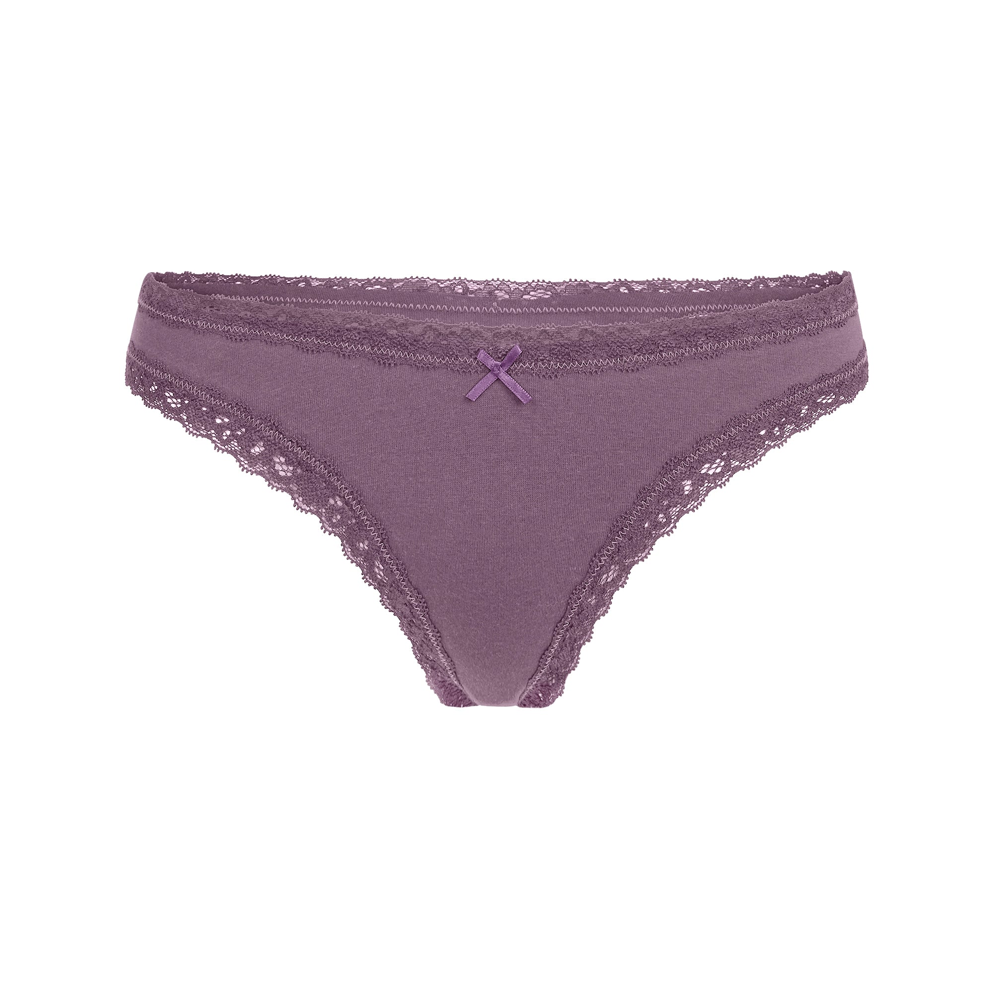 LIGHTWEIGHT COTTON LACE THONG | FIG TONAL
