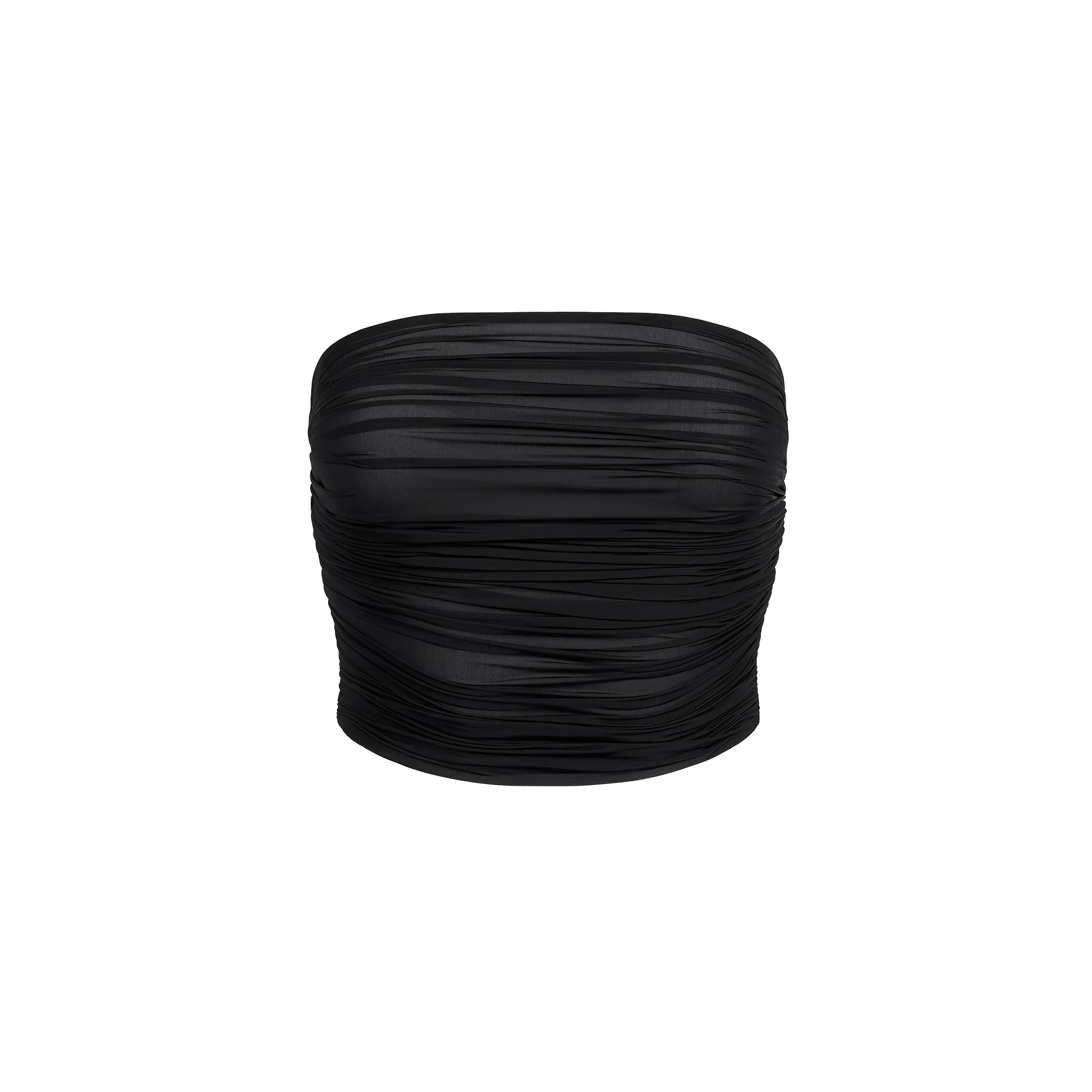 MILKY SHEER CROPPED TUBE TOP | OBSIDIAN