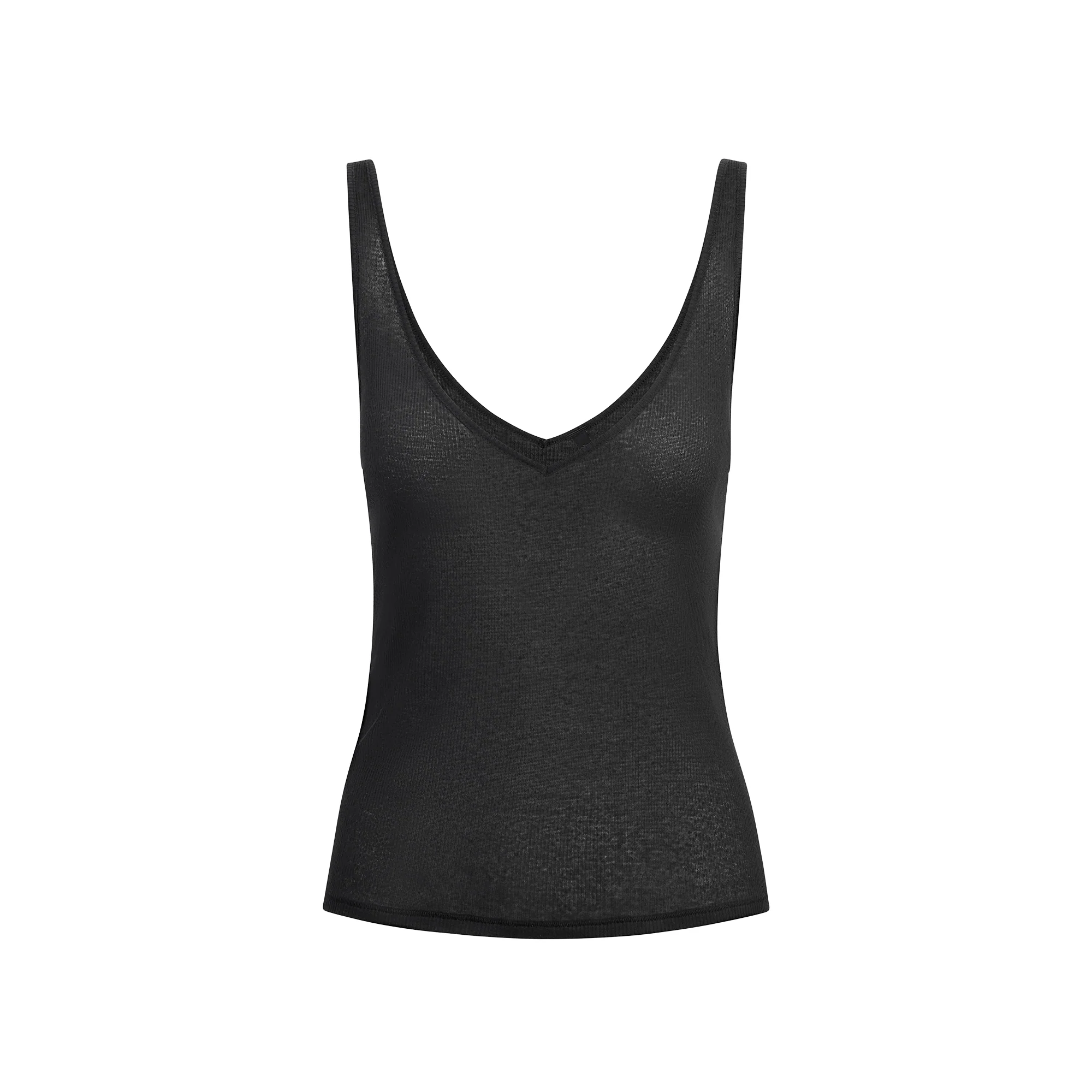 SHEER RIB V NECK TANK | SOOT