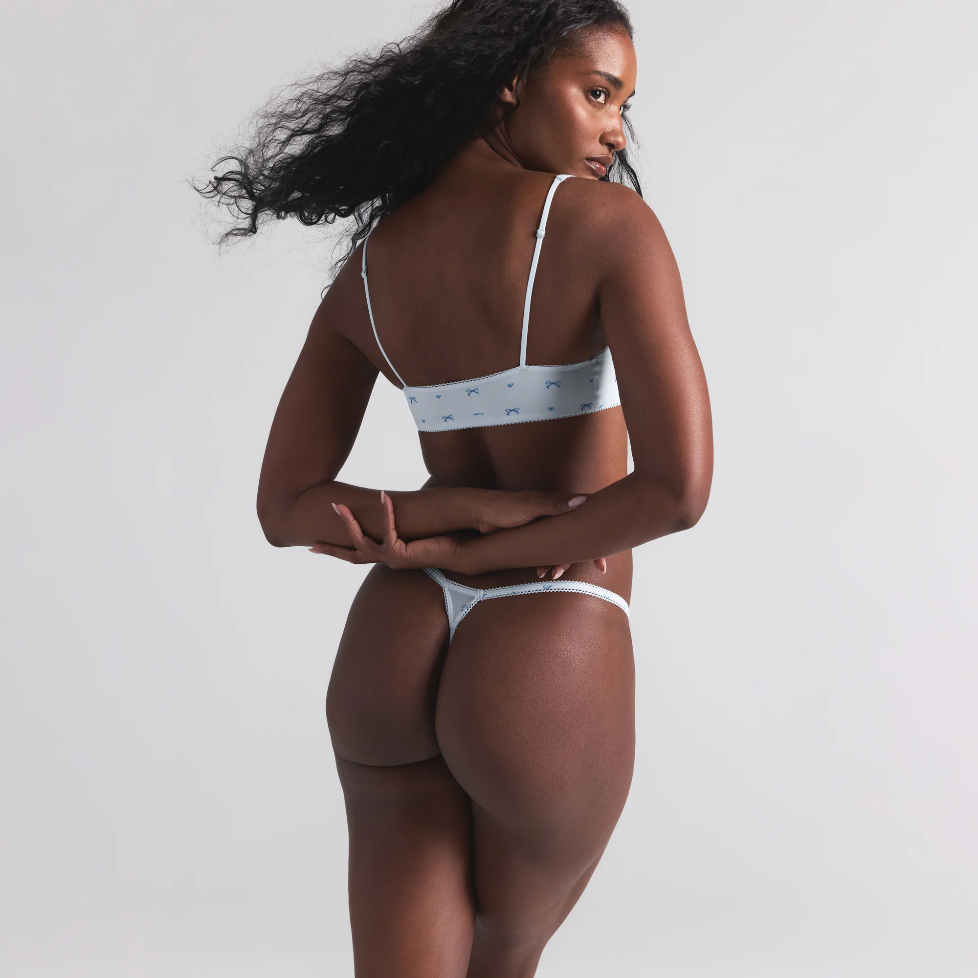 FITS EVERYBODY PICOT SKIMPY SCOOP BRALETTE 2-PACK | MARBLE AND CLOUD BOW PRINT