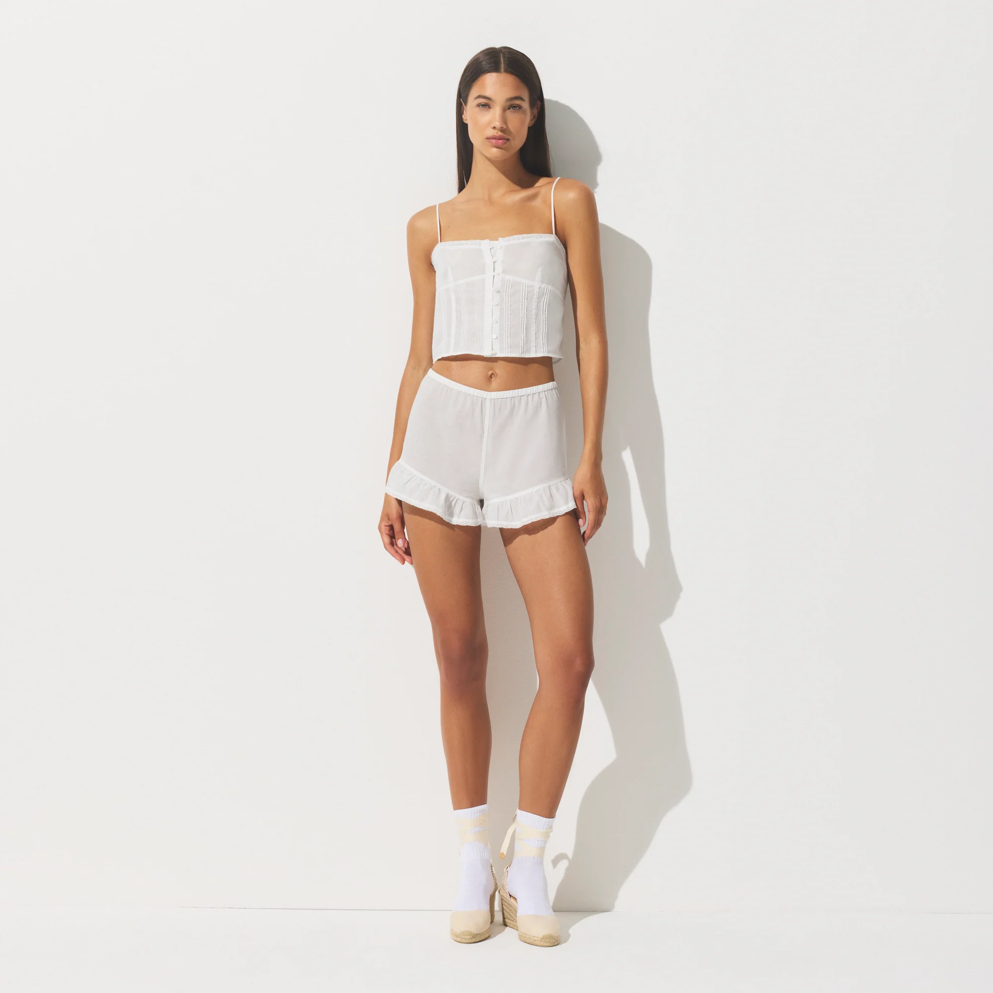 COTTON VOILE CROPPED CAMI | FROST
