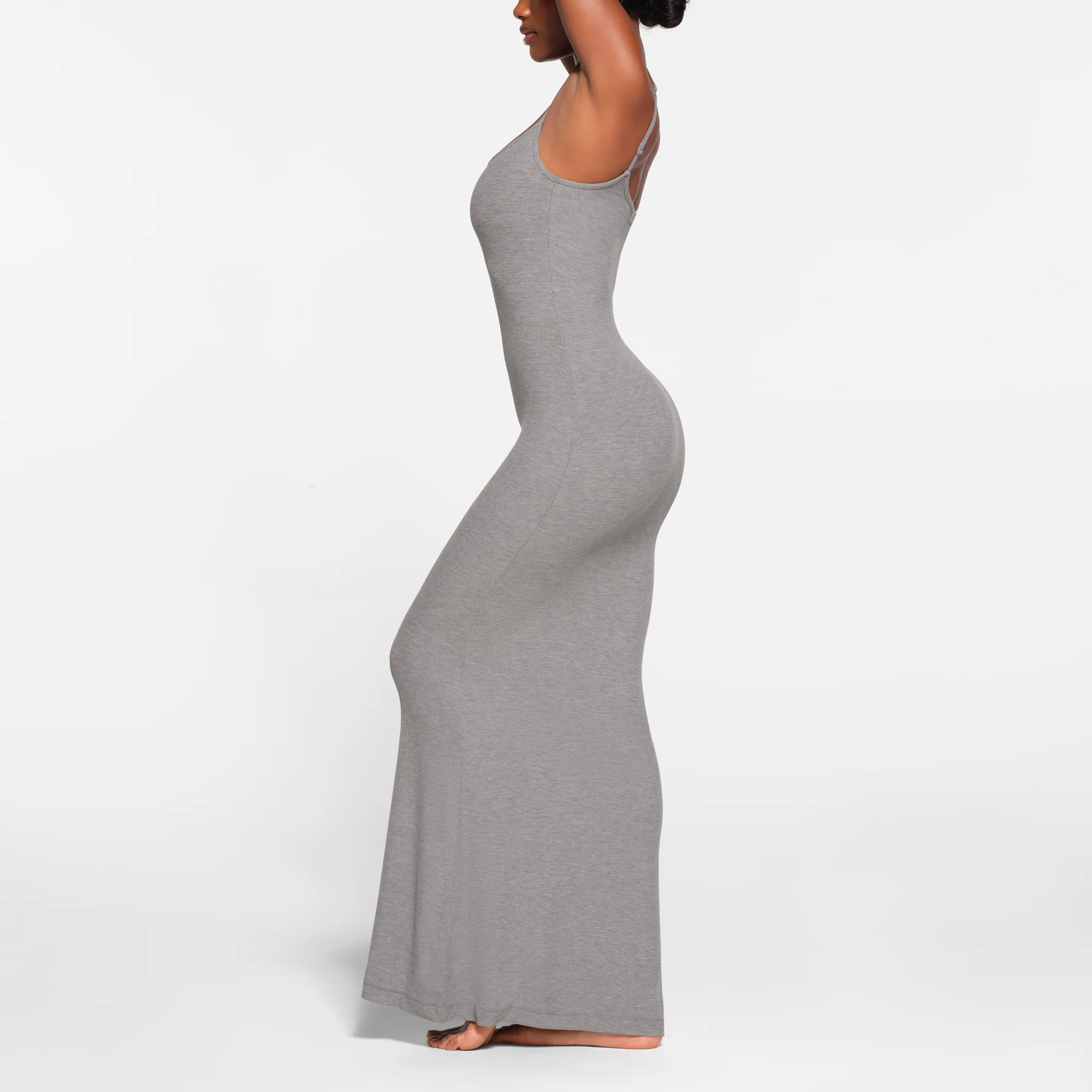 SOFT LOUNGE LONG SLIP DRESS | ONYX