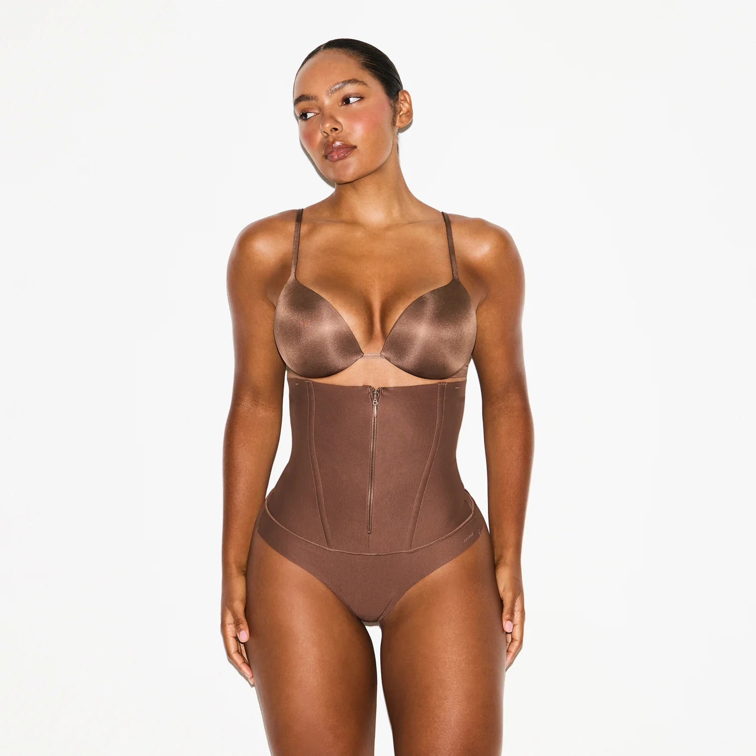 SKIMS BODY CORE SCULPT WAIST CINCHER THONG | CLAY