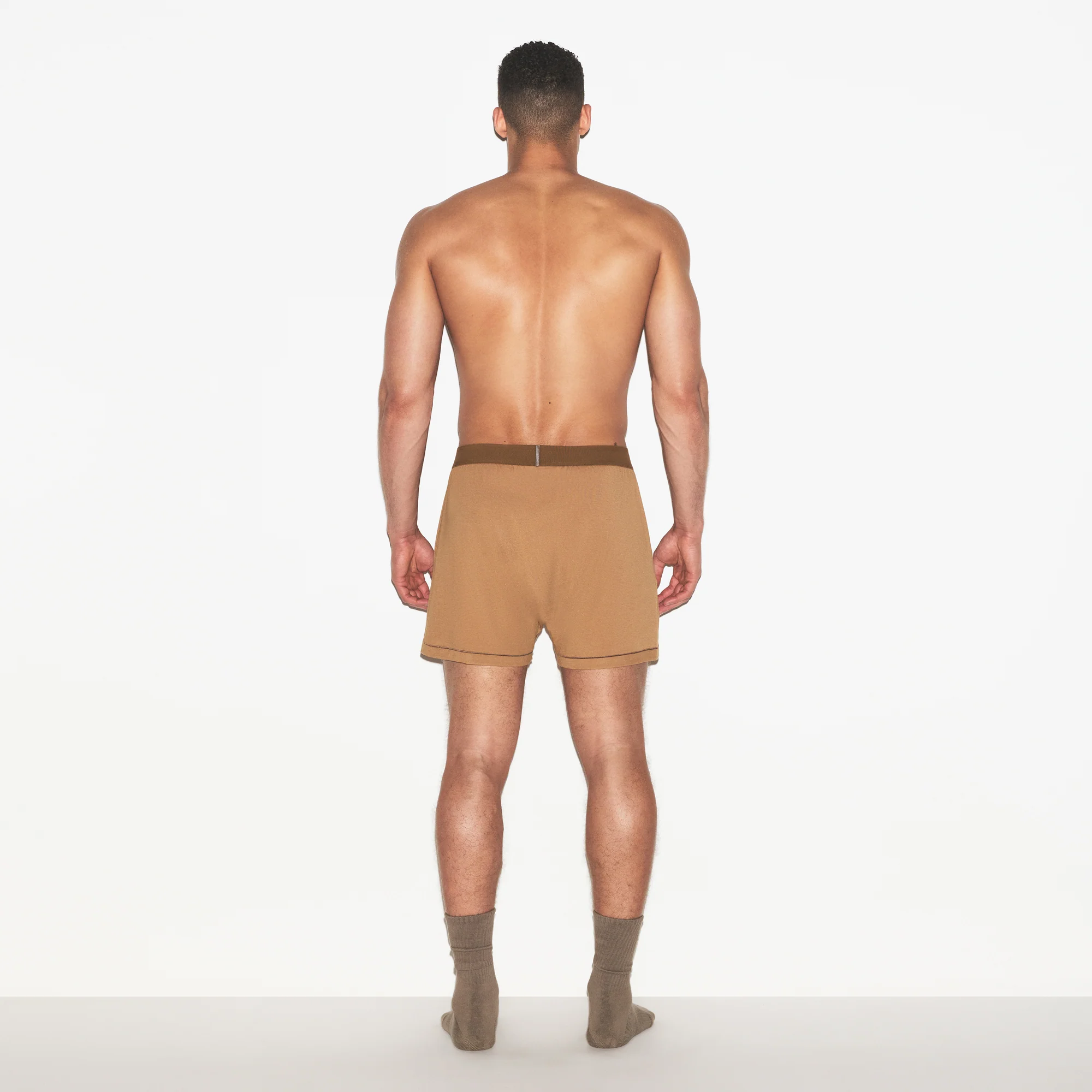 SKIMS COTTON MENS KNIT BOXER | RUSSET