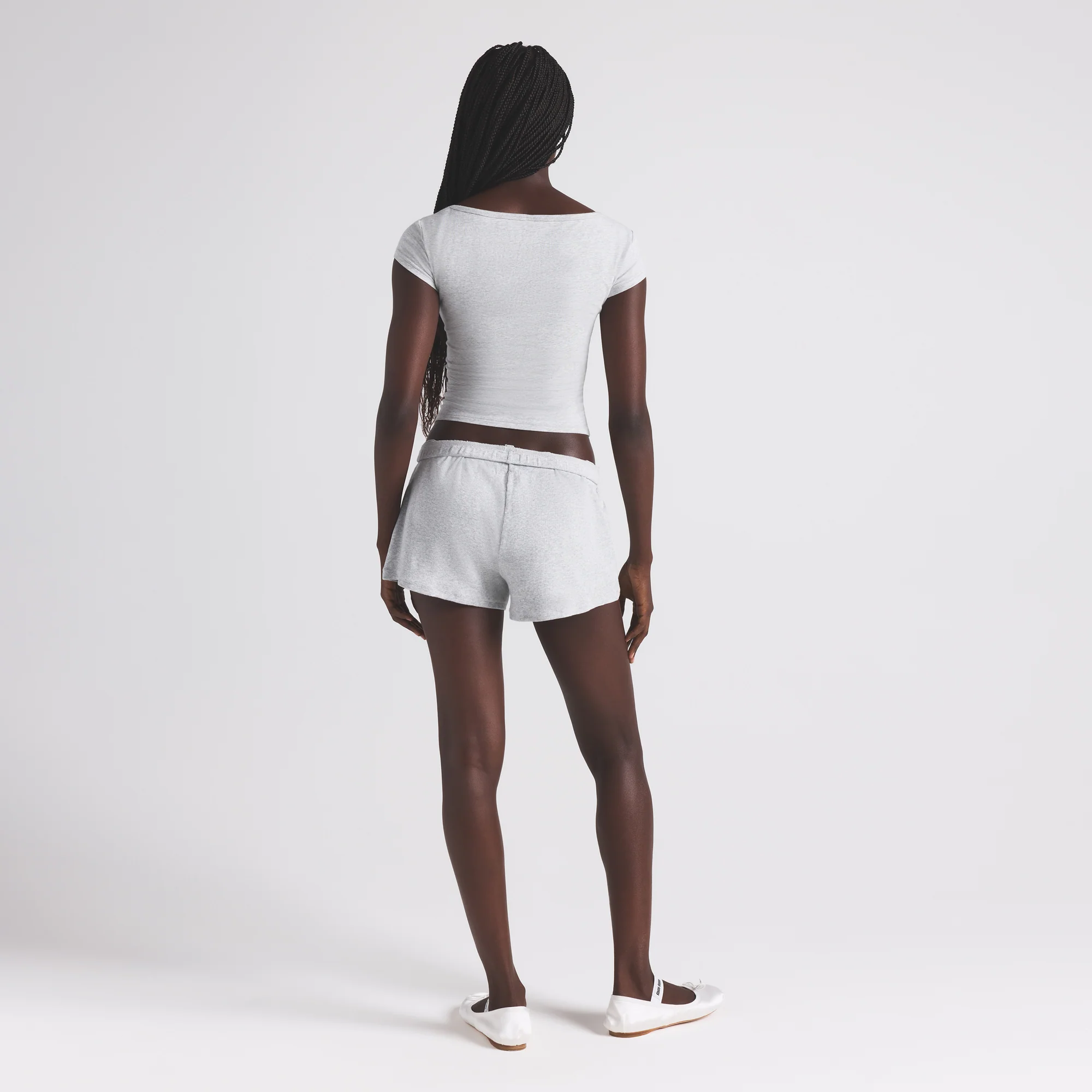 COTTON JERSEY SCOOP NECK T-SHIRT | LIGHT HEATHER GREY