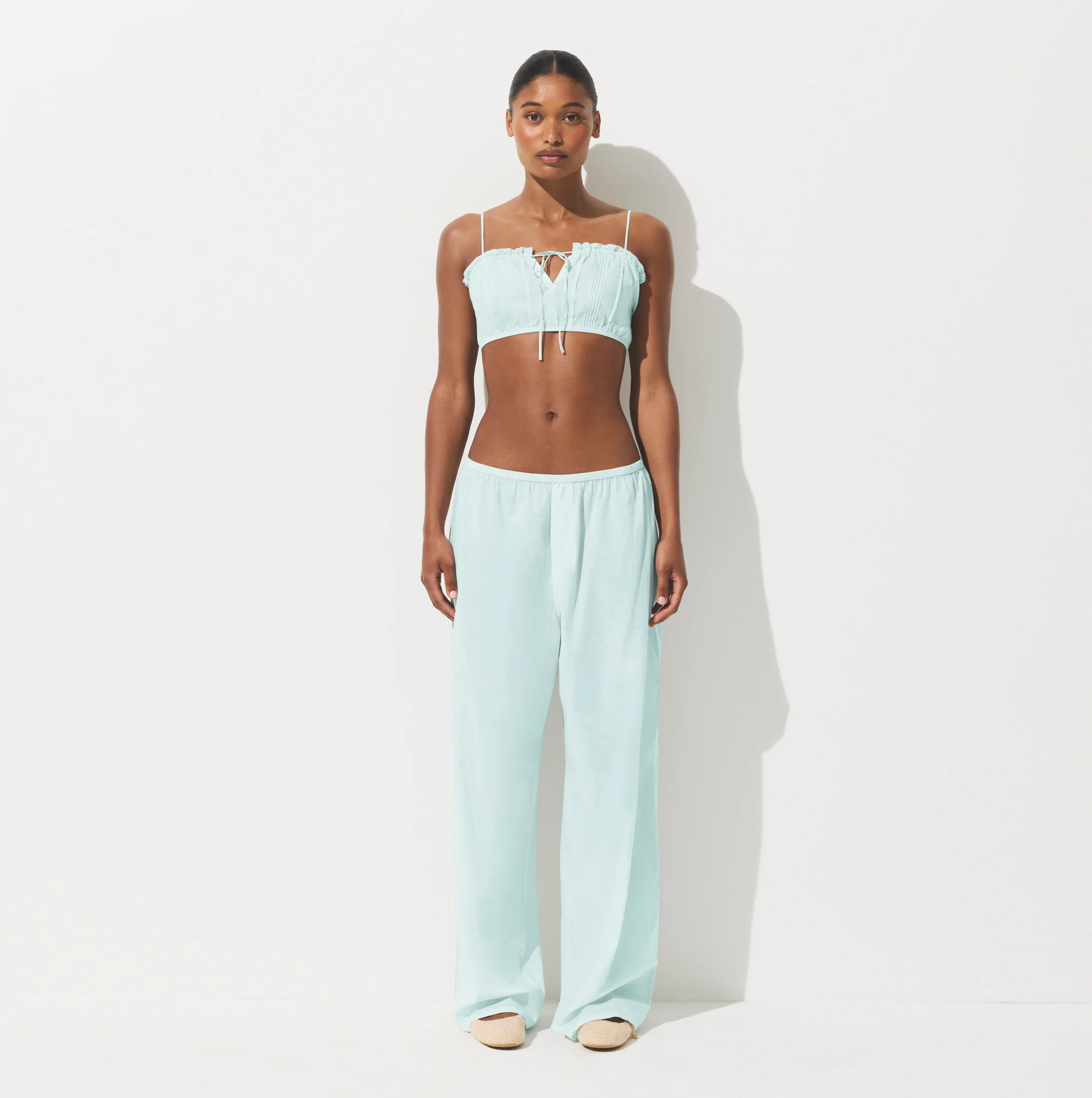 COTTON VOILE SUPER CROPPED CAMI | FROST