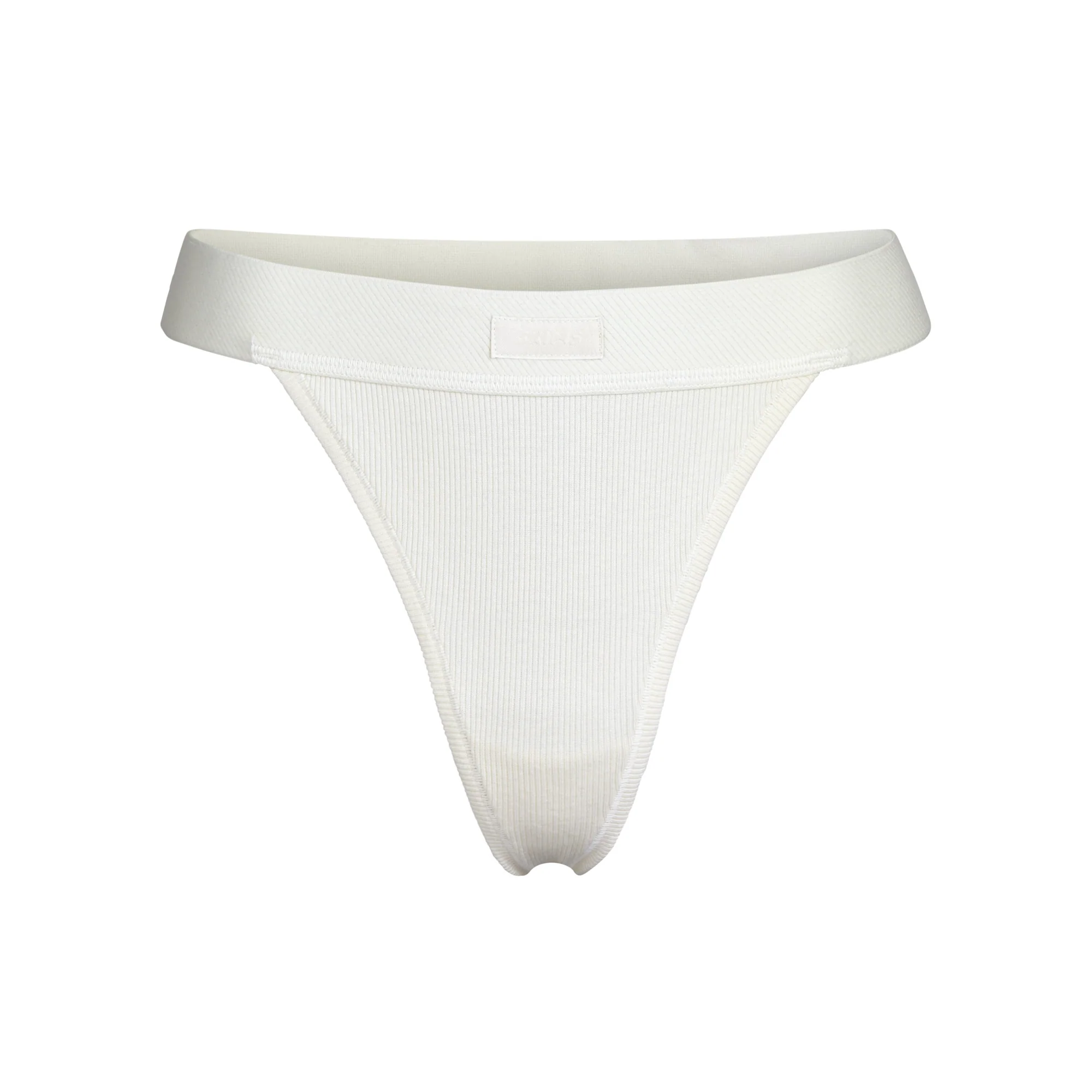 COTTON RIB THONG | BONE