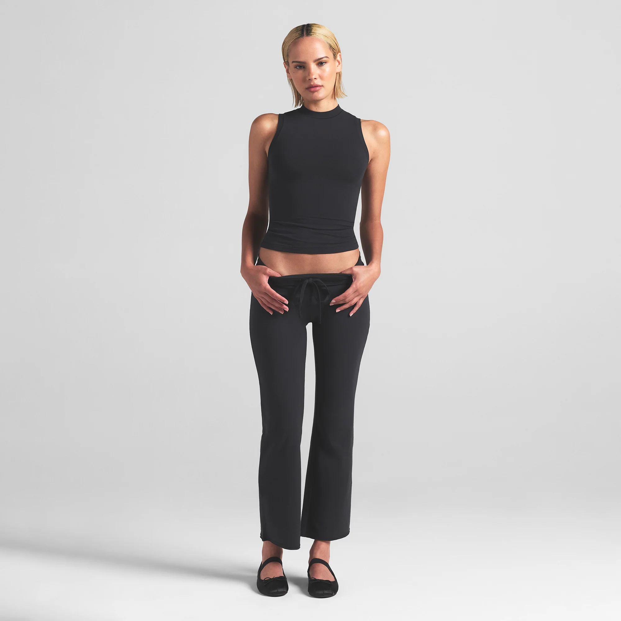 COTTON JERSEY MOCK NECK TANK | LIGHT HEATHER GREY