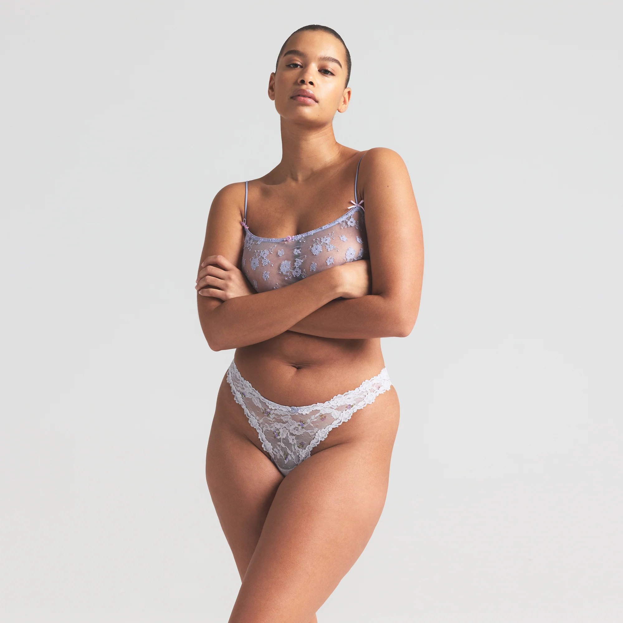 STRETCH LACE DIPPED THONG | WIND ROSEBUD PRINT