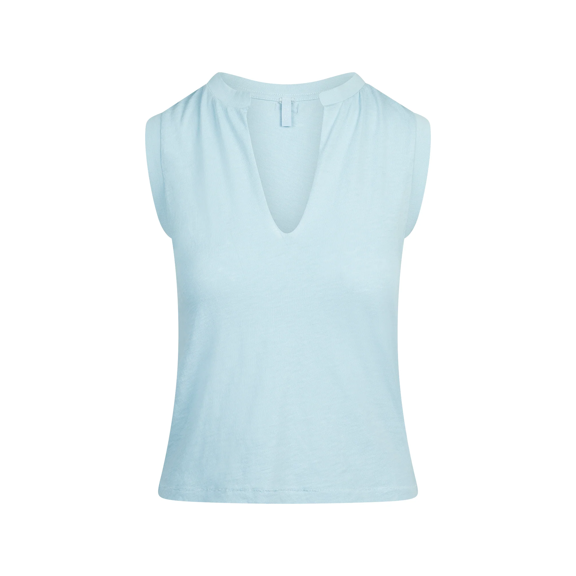 WORN IN JERSEY SPLIT NECK MUSCLE TANK | DENIM