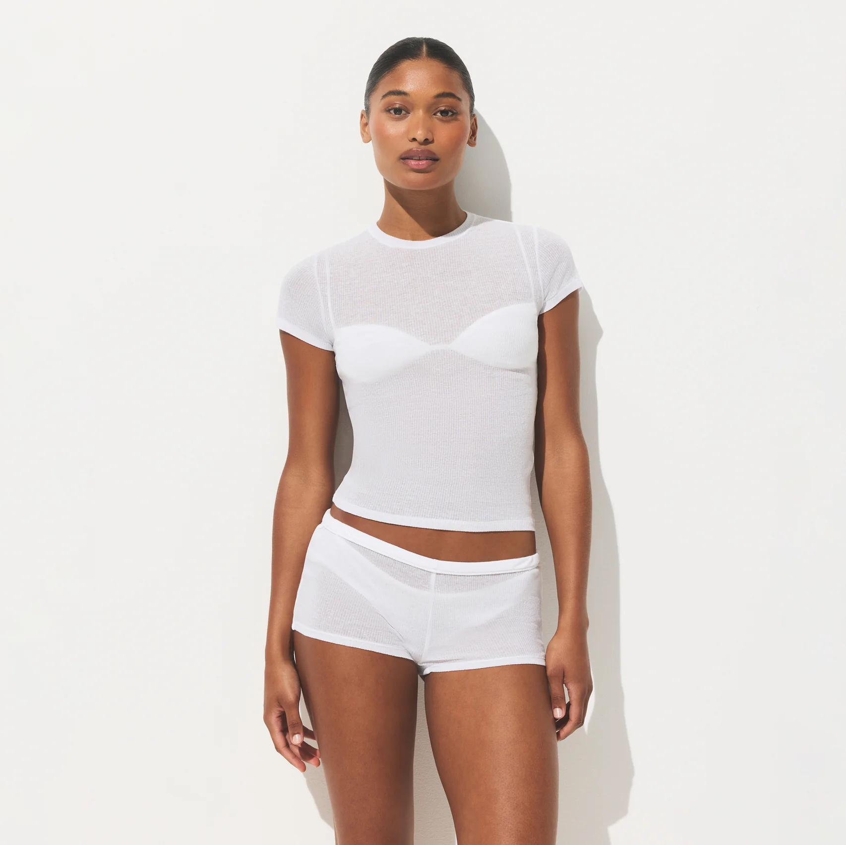 SHEER RIB T-SHIRT | SOOT
