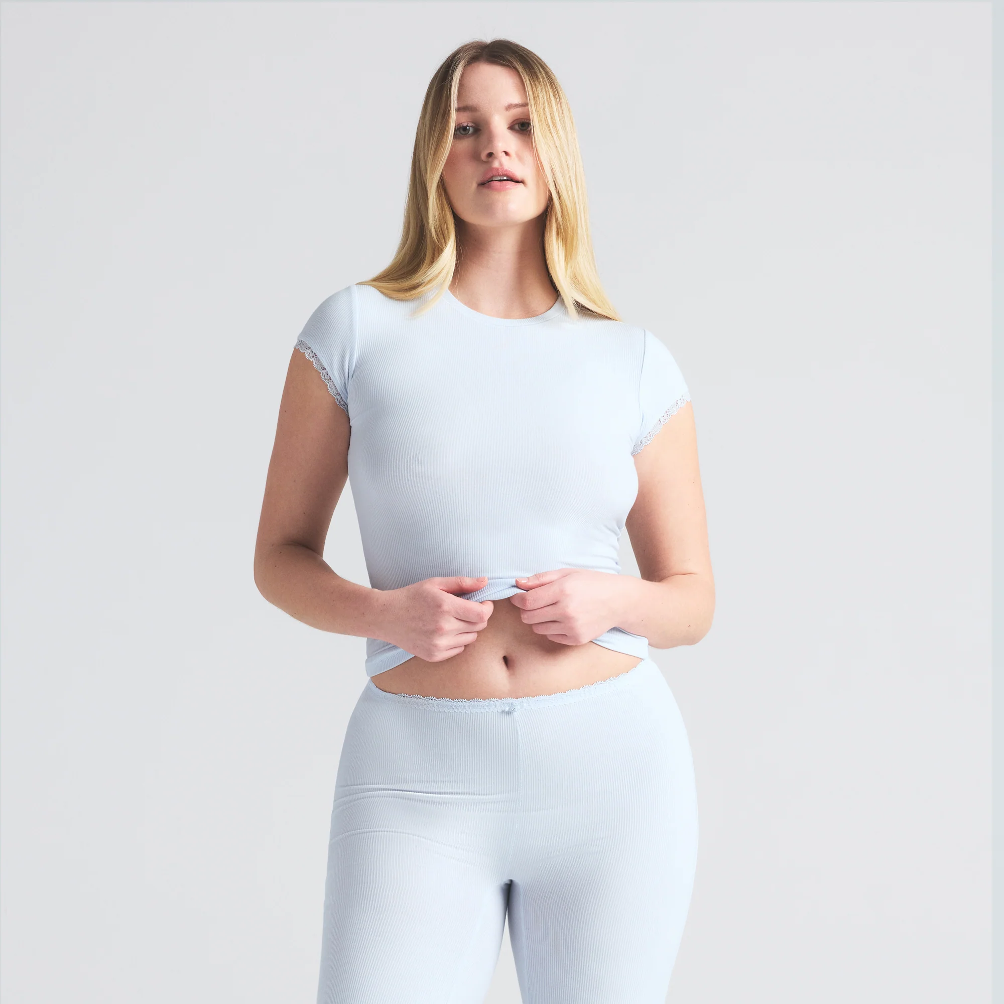 SOFT LOUNGE LACE T-SHIRT | BLUE QUARTZ