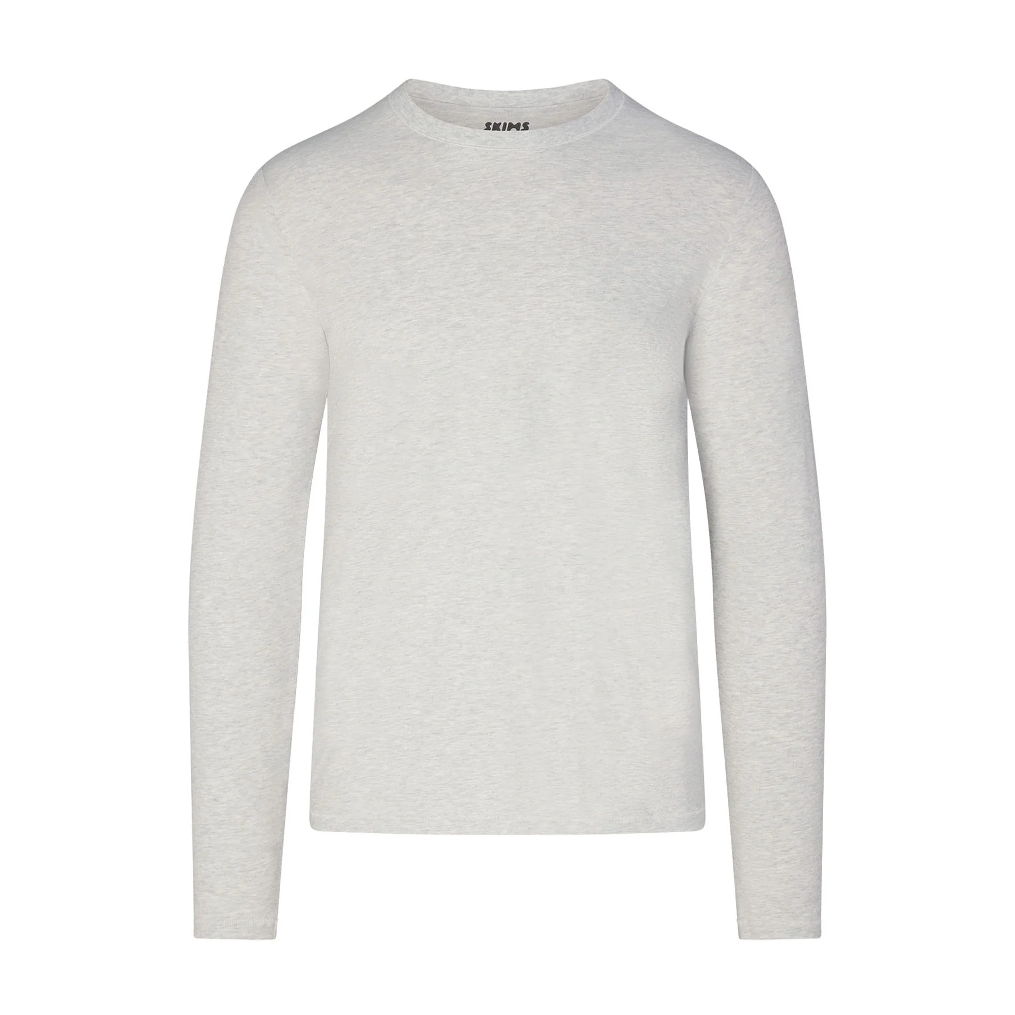 SKIMS COTTON MENS LONG SLEEVE T-SHIRT | LIGHT HEATHER GREY