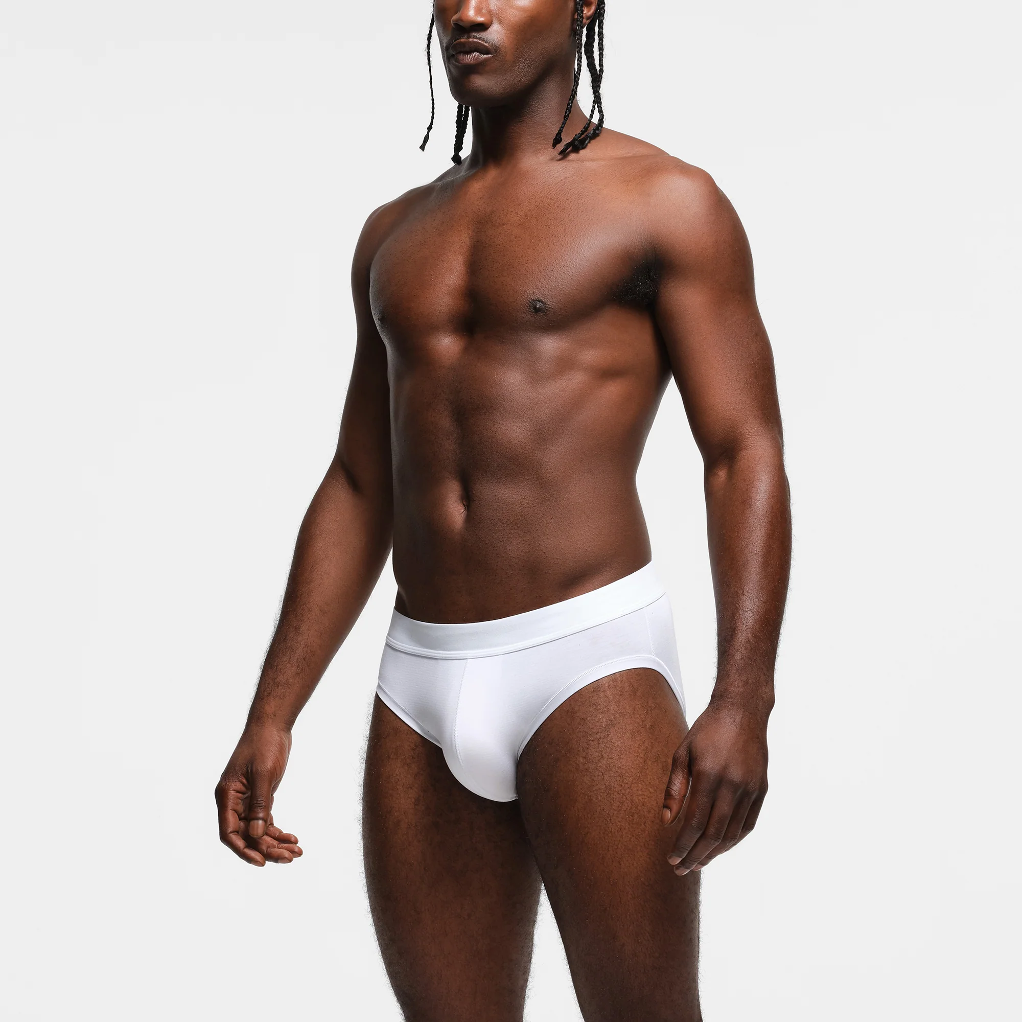 SKIMS STRETCH MENS CLEAN WAISTBAND BRIEF 3-PACK | CHALK