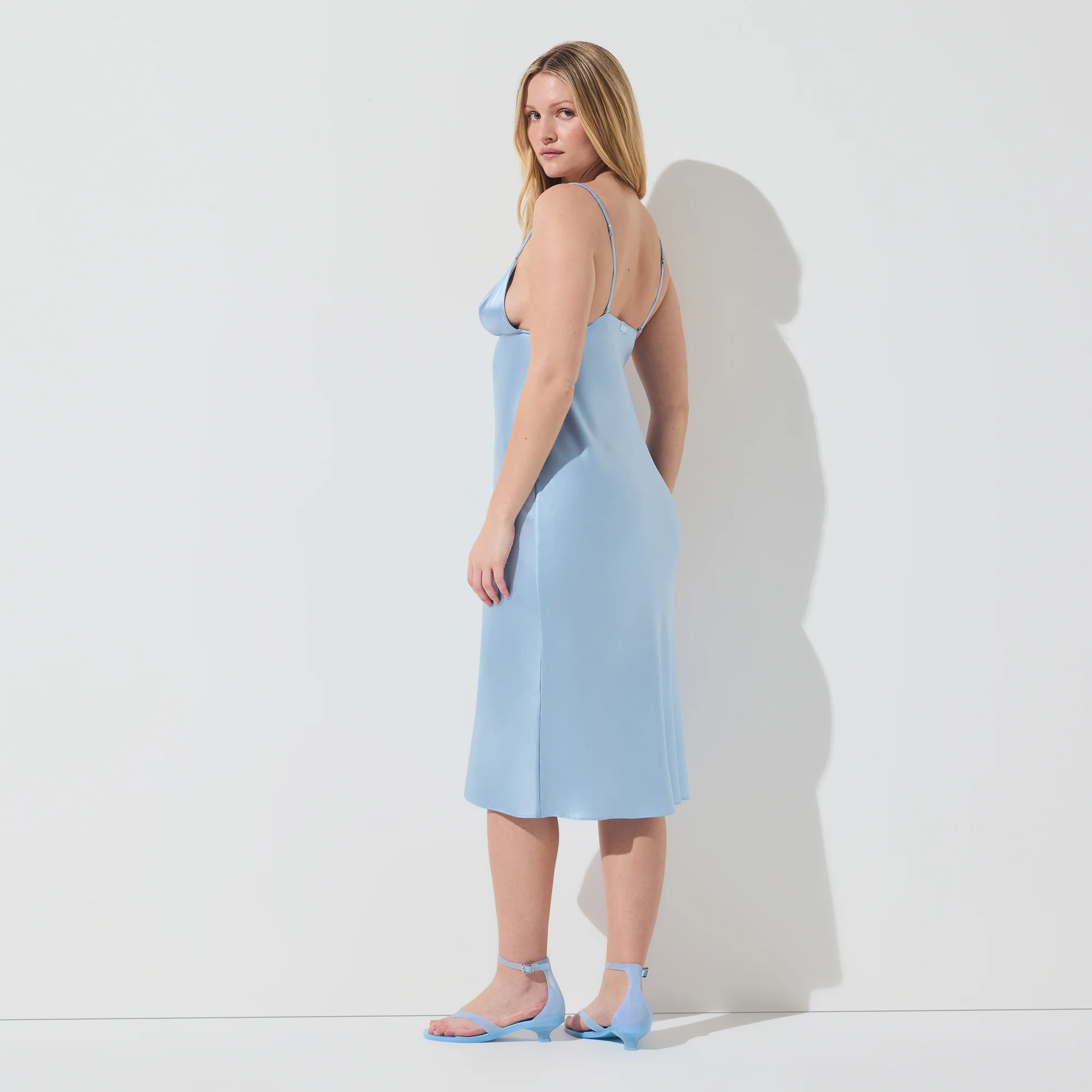 SILK MIDI DRESS | GLACIER