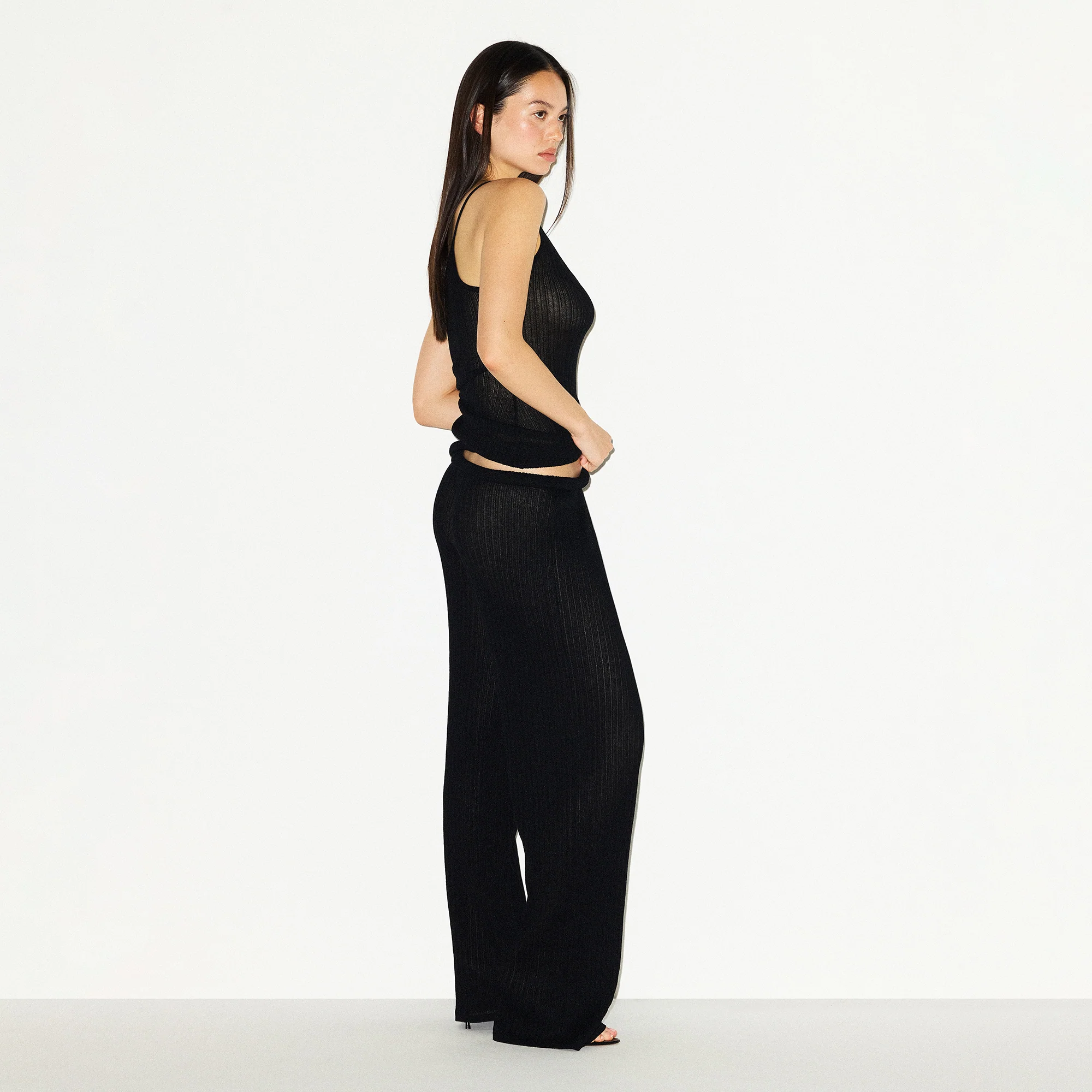 SHEER KNIT STRAIGHT LEG PANT | ONYX