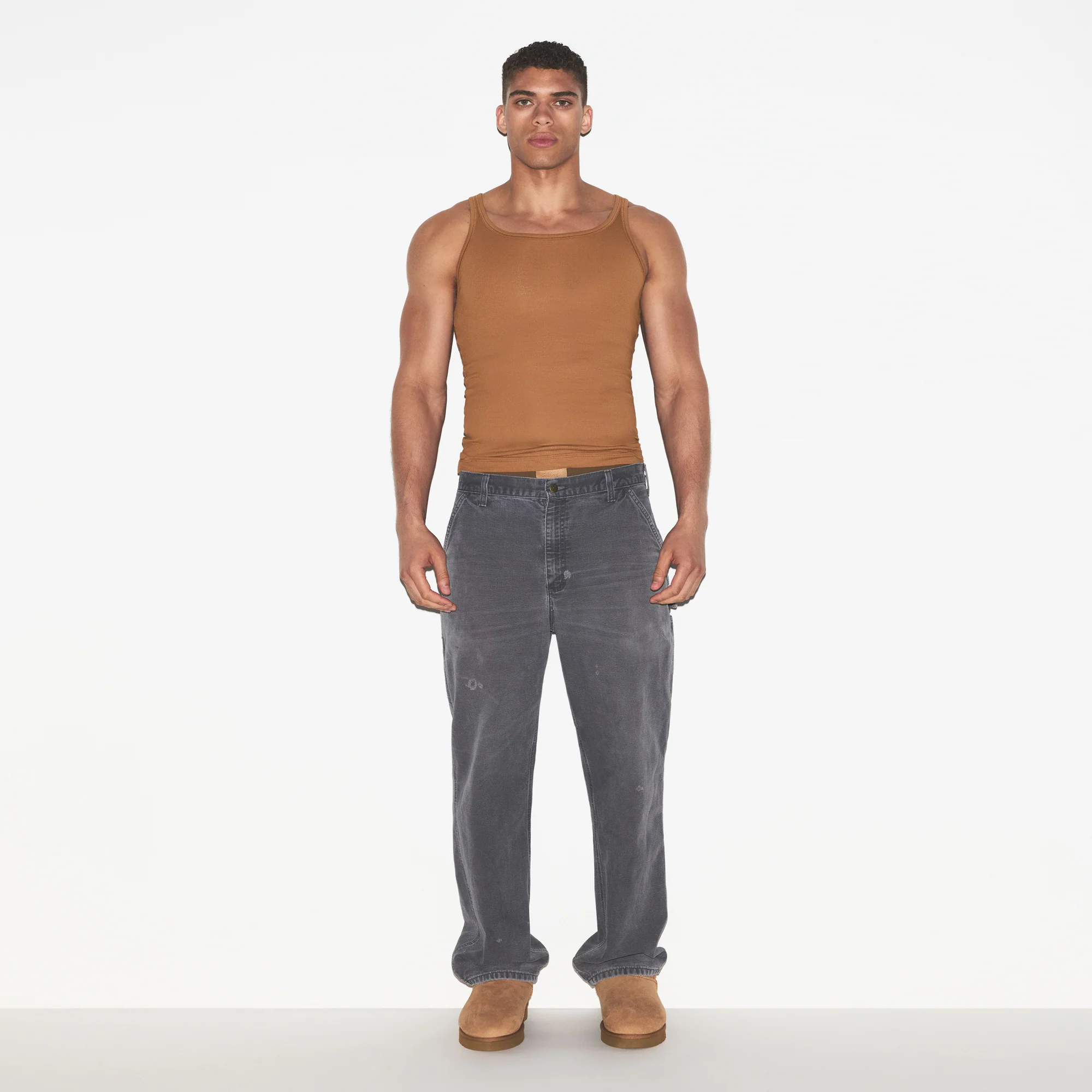 SKIMS COTTON MENS RIB TANK 3-PACK | ECRU RUSSET MULTI