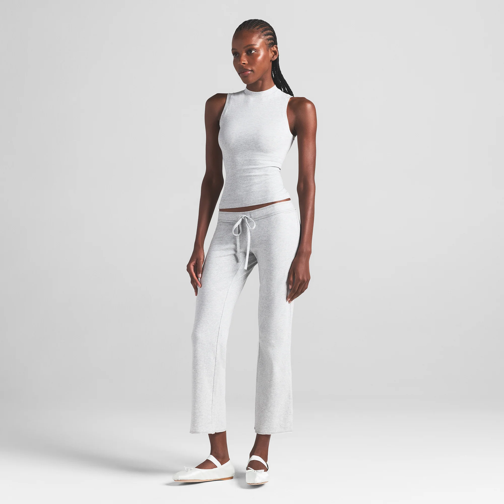 COTTON JERSEY LOW RISE CROP PANT | REDWOOD