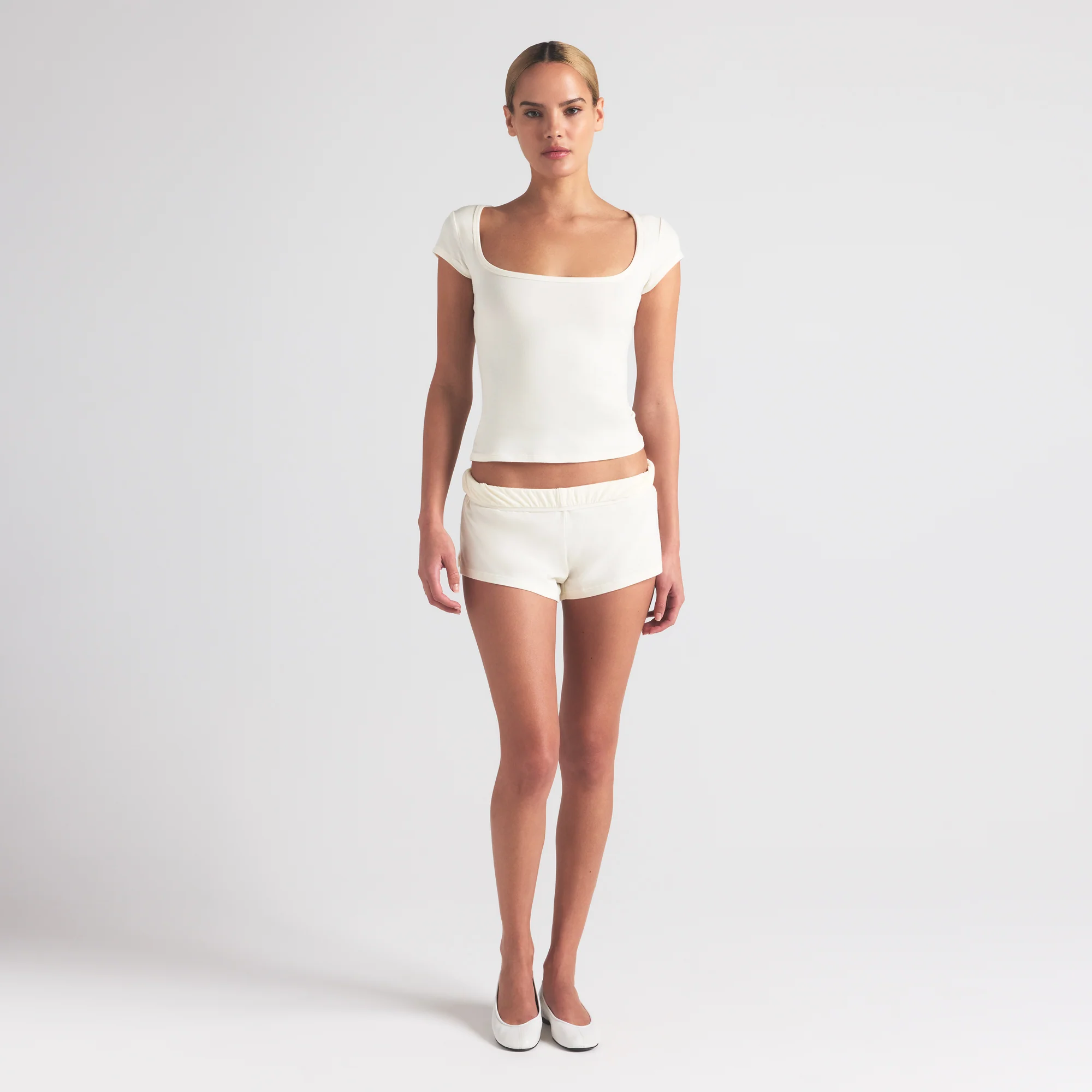 COTTON JERSEY SCOOP NECK T-SHIRT | LIGHT HEATHER GREY