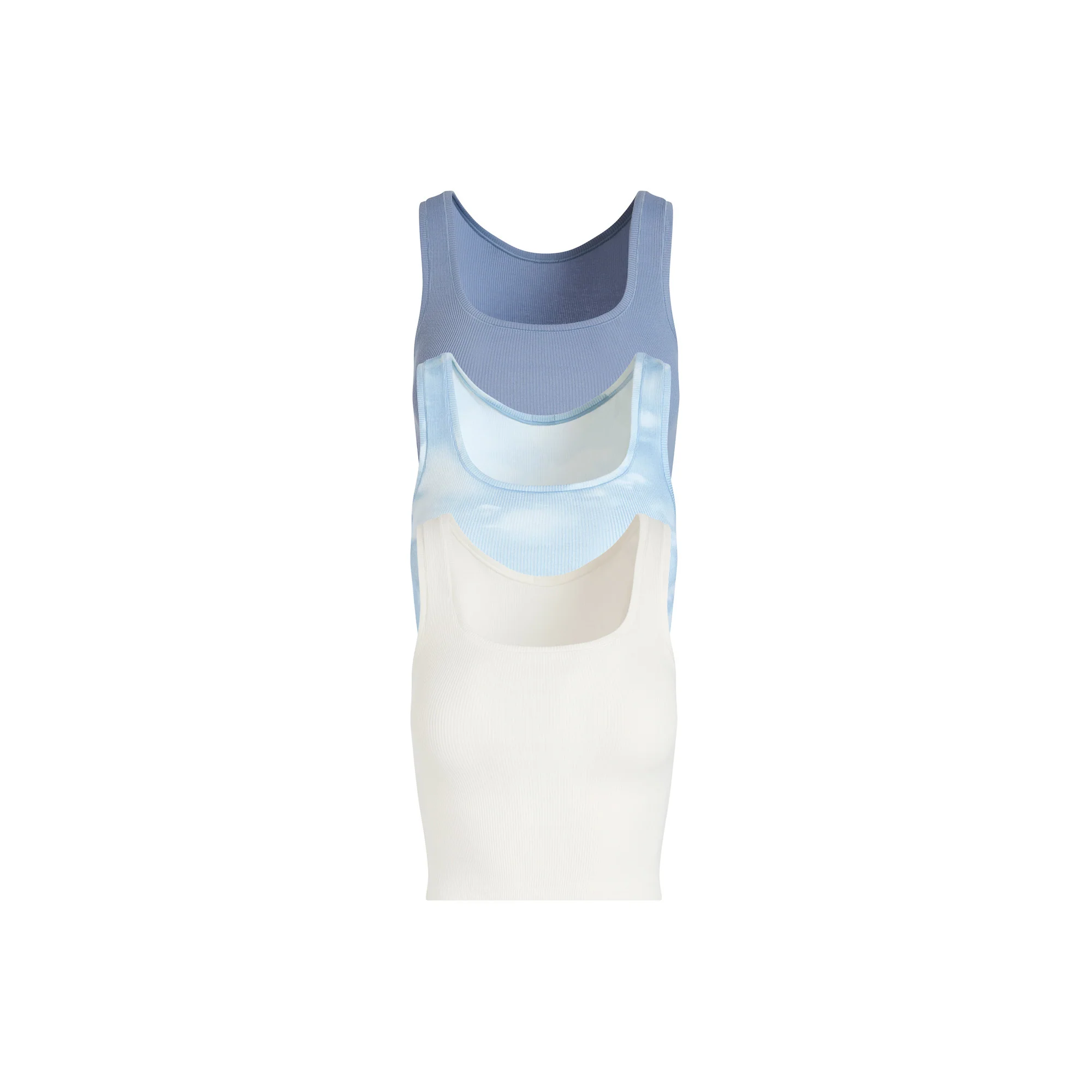 COTTON RIB TANK 3-PACK | BLUE QUARTZ CLOUD MULTI