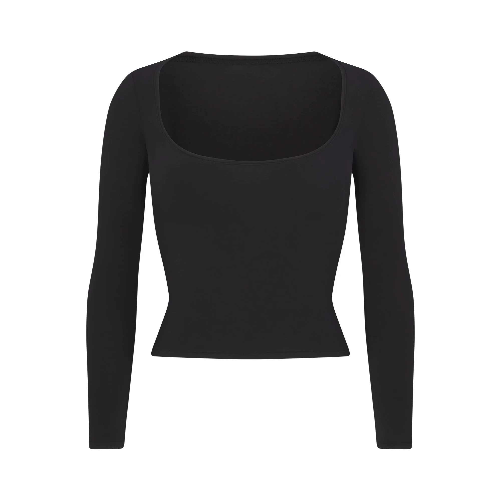 COTTON JERSEY SCOOP NECK LONG SLEEVE TOP | LIGHT HEATHER GREY