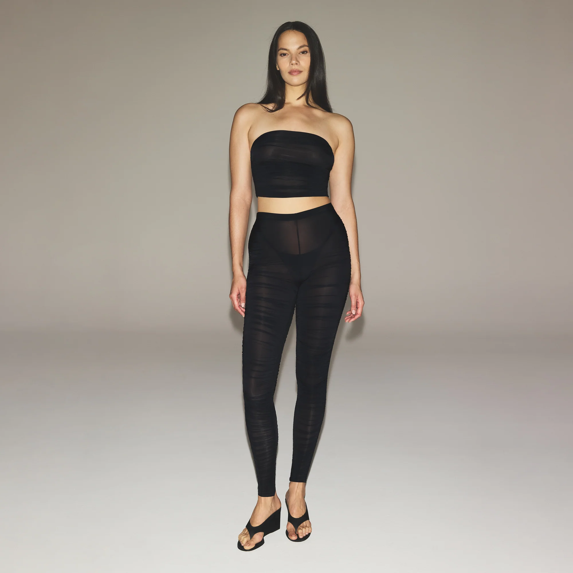 MILKY SHEER CROPPED TUBE TOP | OBSIDIAN