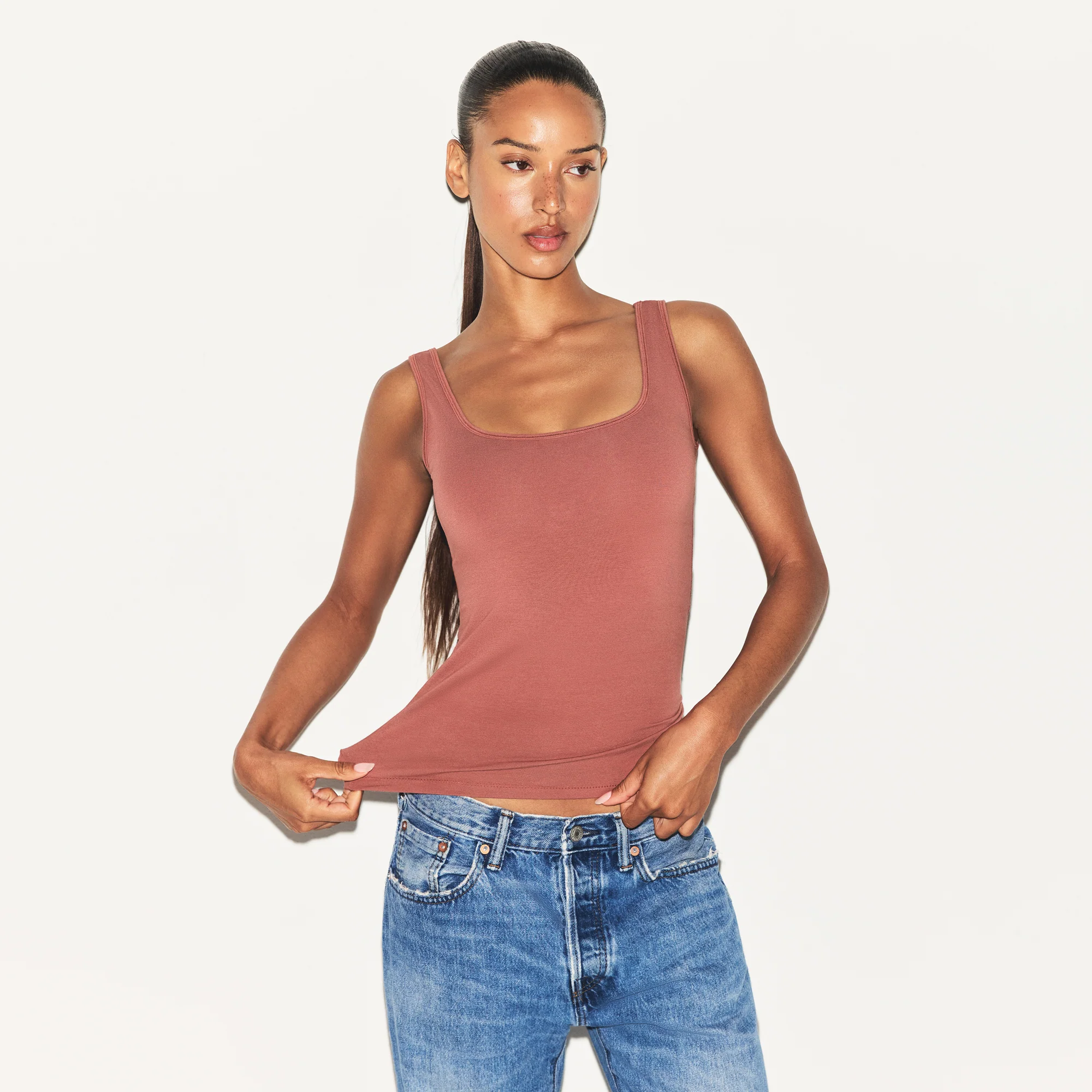 COTTON JERSEY TANK | REDWOOD