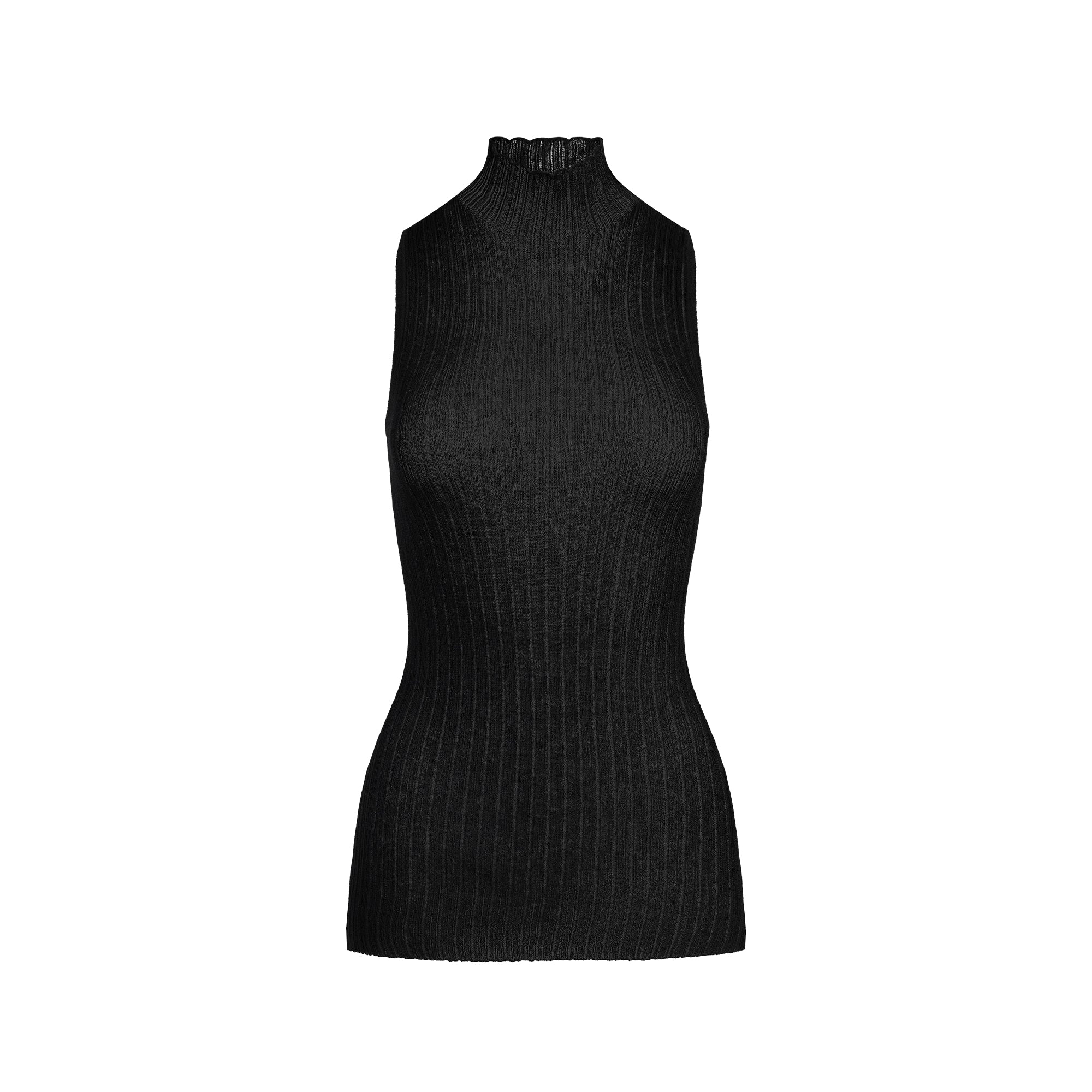 SHEER KNIT MOCK NECK TUNIC | ONYX