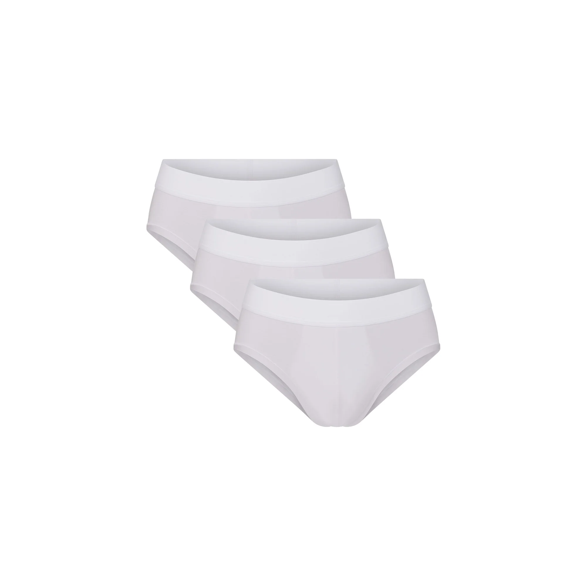 SKIMS STRETCH MENS CLEAN WAISTBAND BRIEF 3-PACK | CHALK