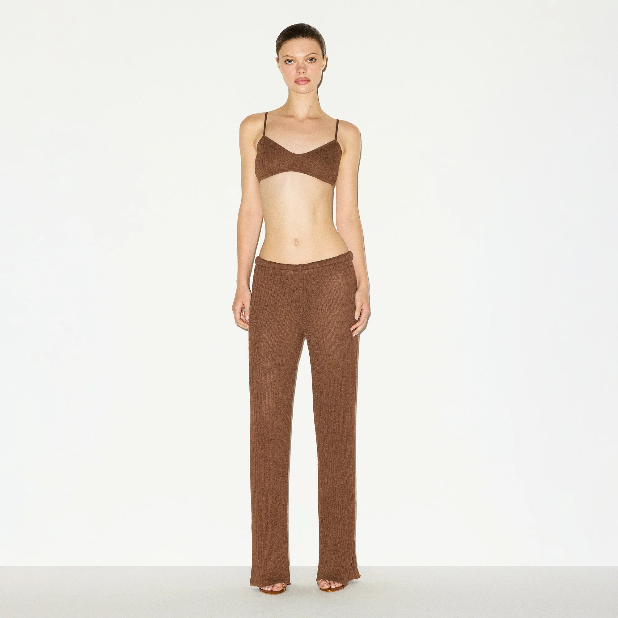 SHEER KNIT STRAIGHT LEG PANT | BISON