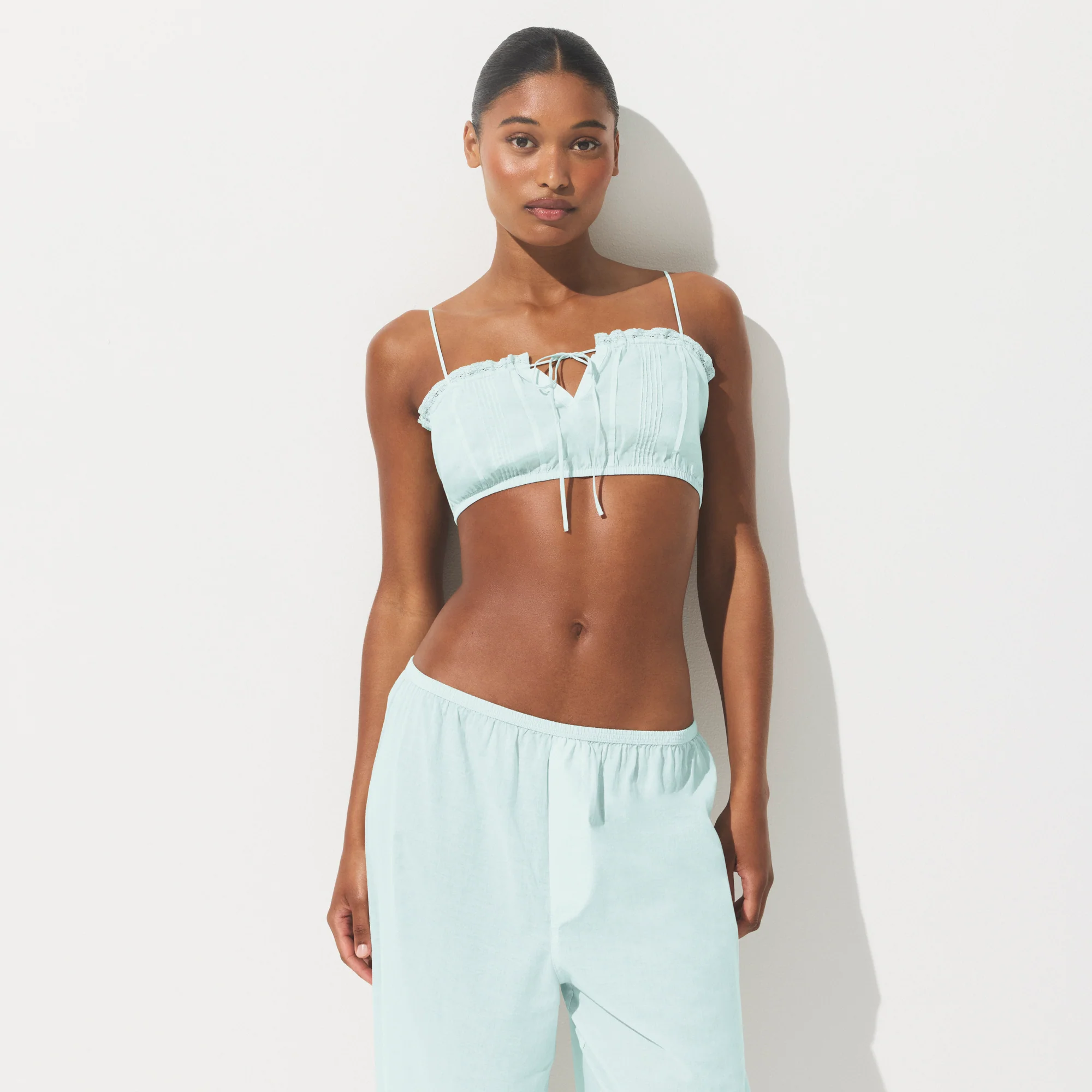 COTTON VOILE SUPER CROPPED CAMI | FROST