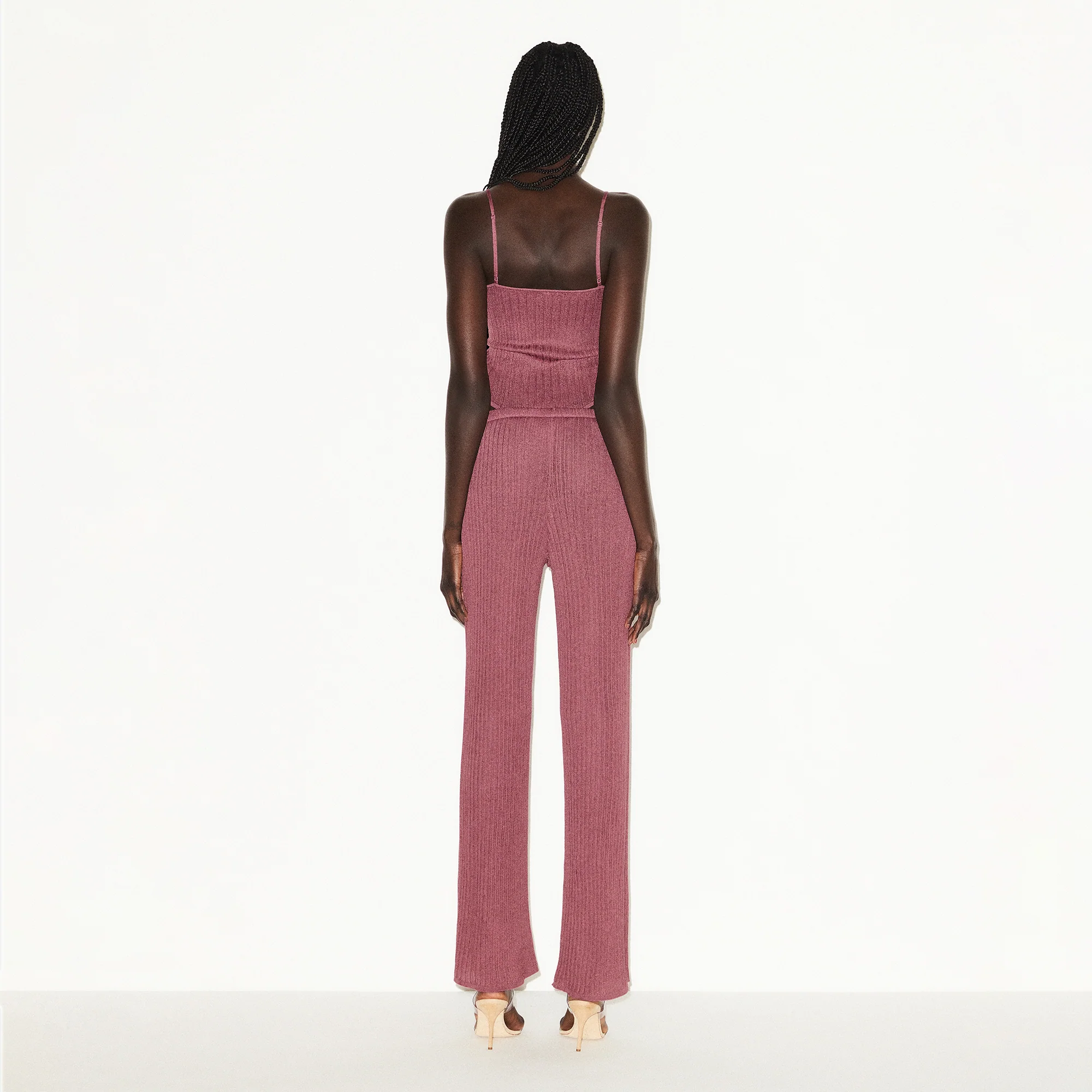 SHEER KNIT STRAIGHT LEG PANT | BEET