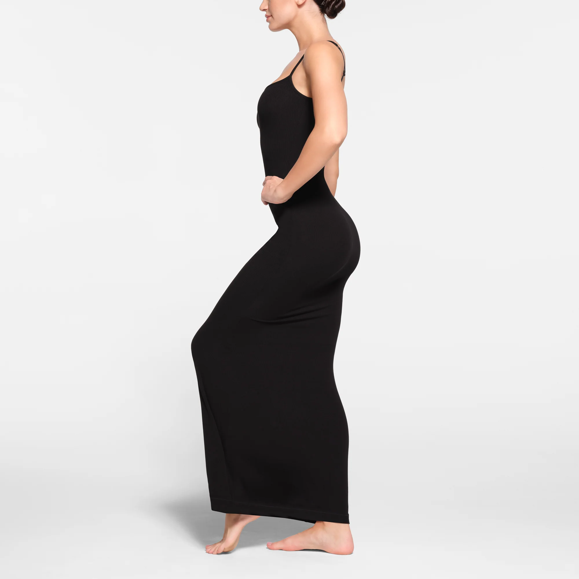SOFT LOUNGE LONG SLIP DRESS | ONYX