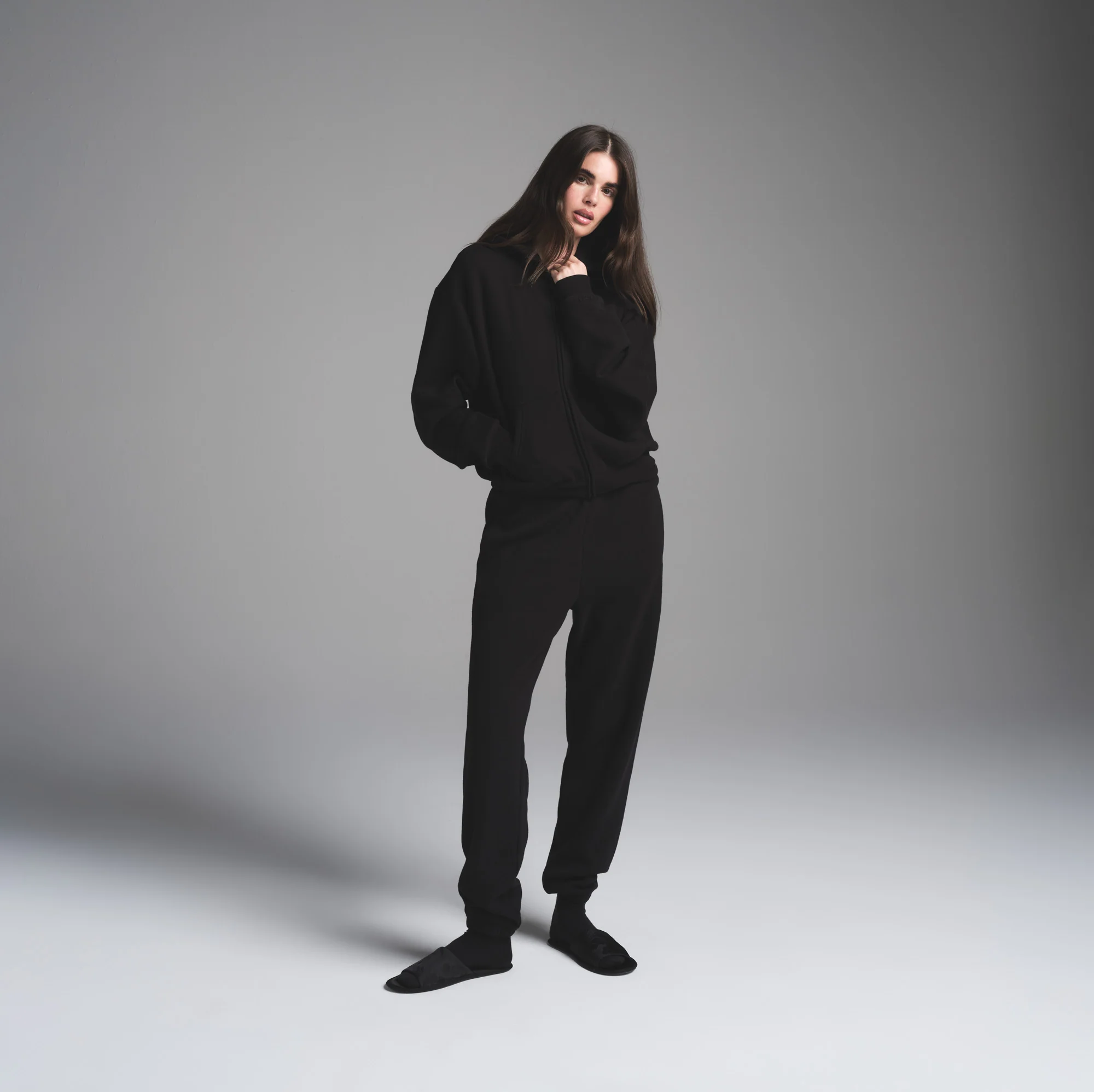 COTTON FLEECE CLASSIC ZIP UP HOODIE | LIGHT HEATHER GREY