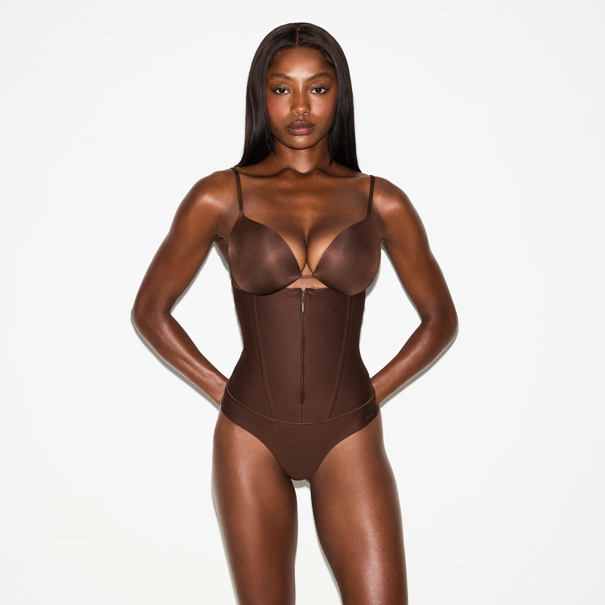 SKIMS BODY CORE SCULPT WAIST CINCHER THONG | CLAY