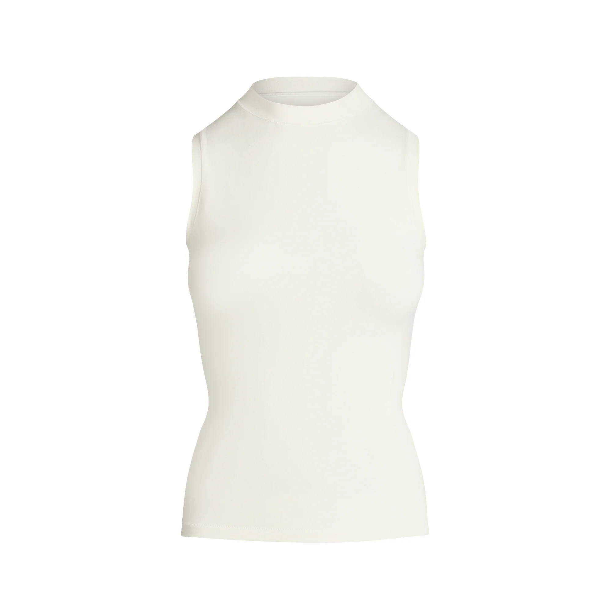 COTTON JERSEY MOCK NECK TANK | LIGHT HEATHER GREY