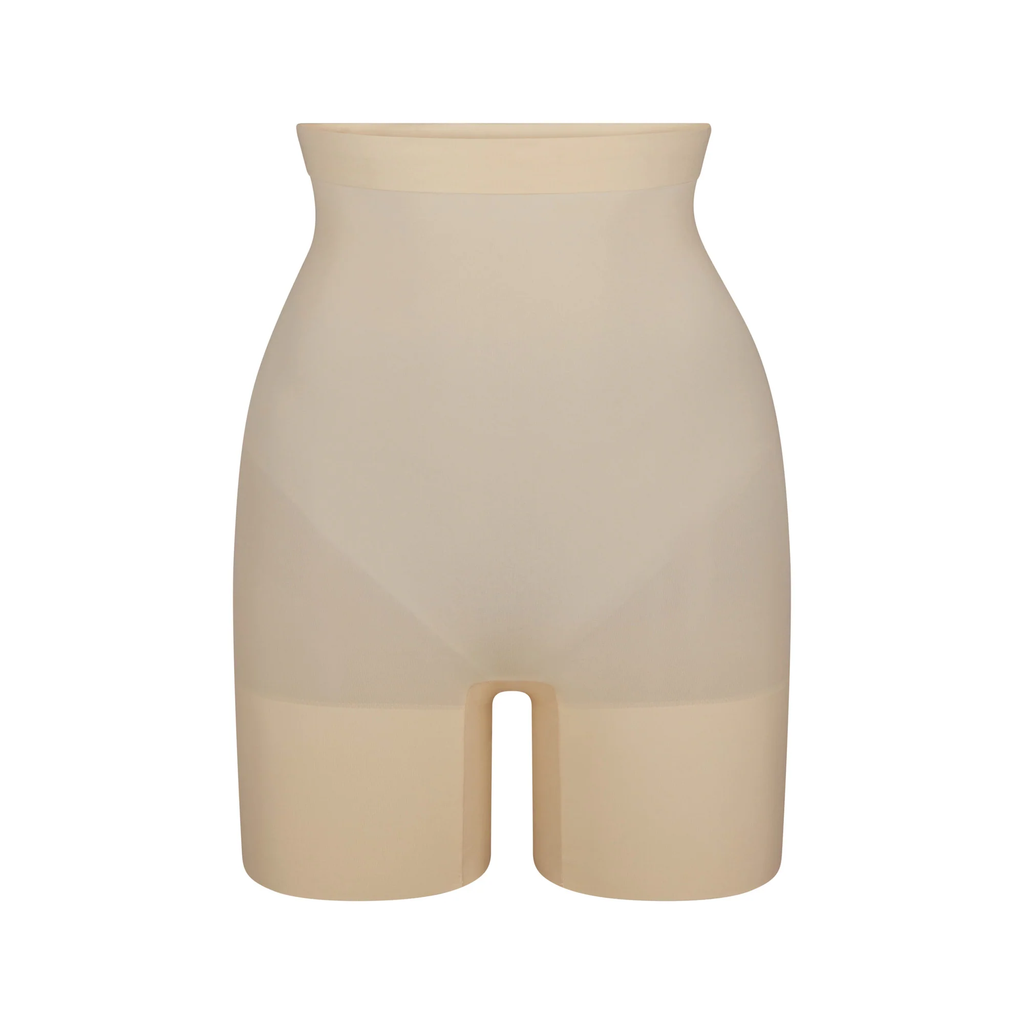 SHEER SEAMLESS HIGH-WAISTED MID THIGH SHORT | CLAY