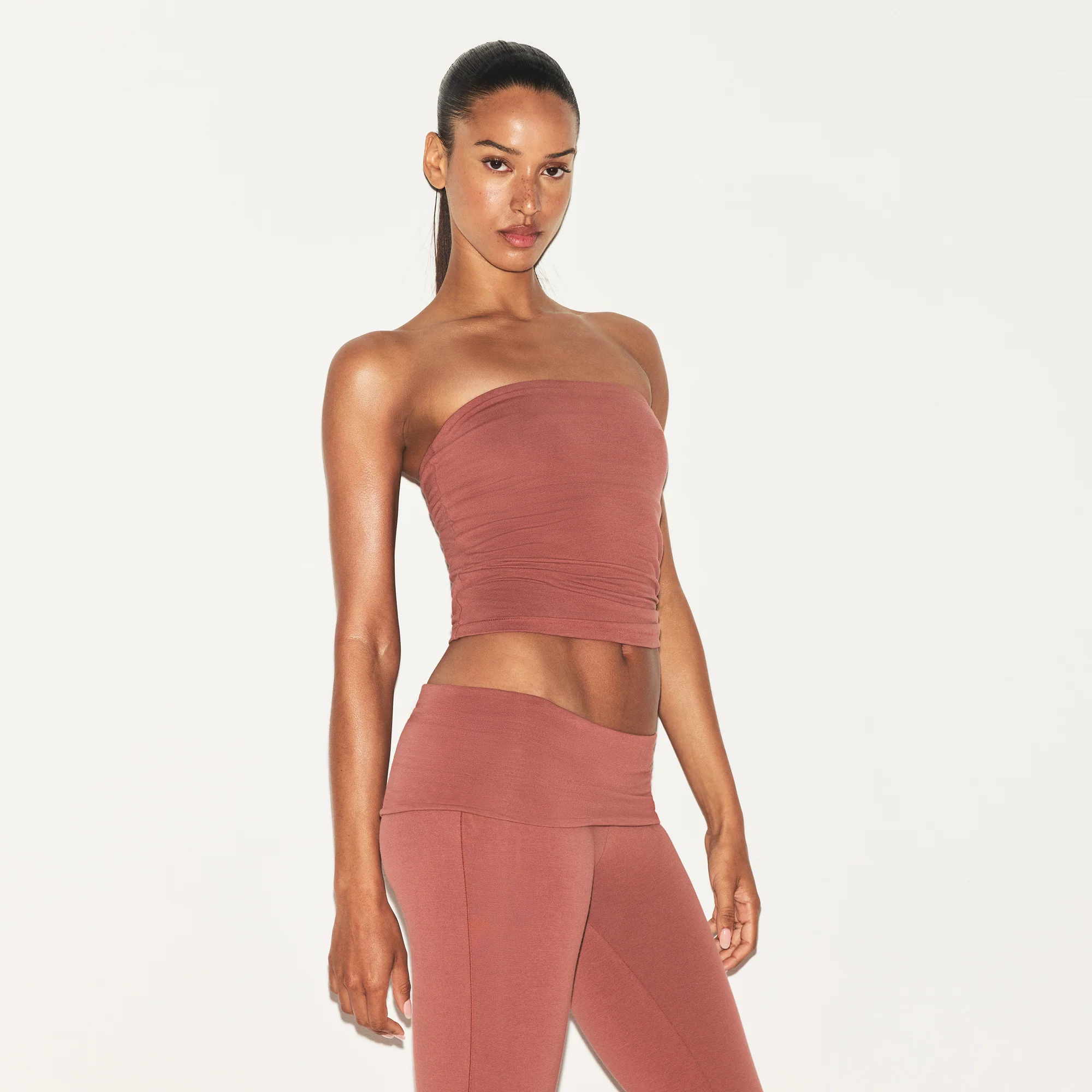 COTTON JERSEY TUBE TOP | REDWOOD