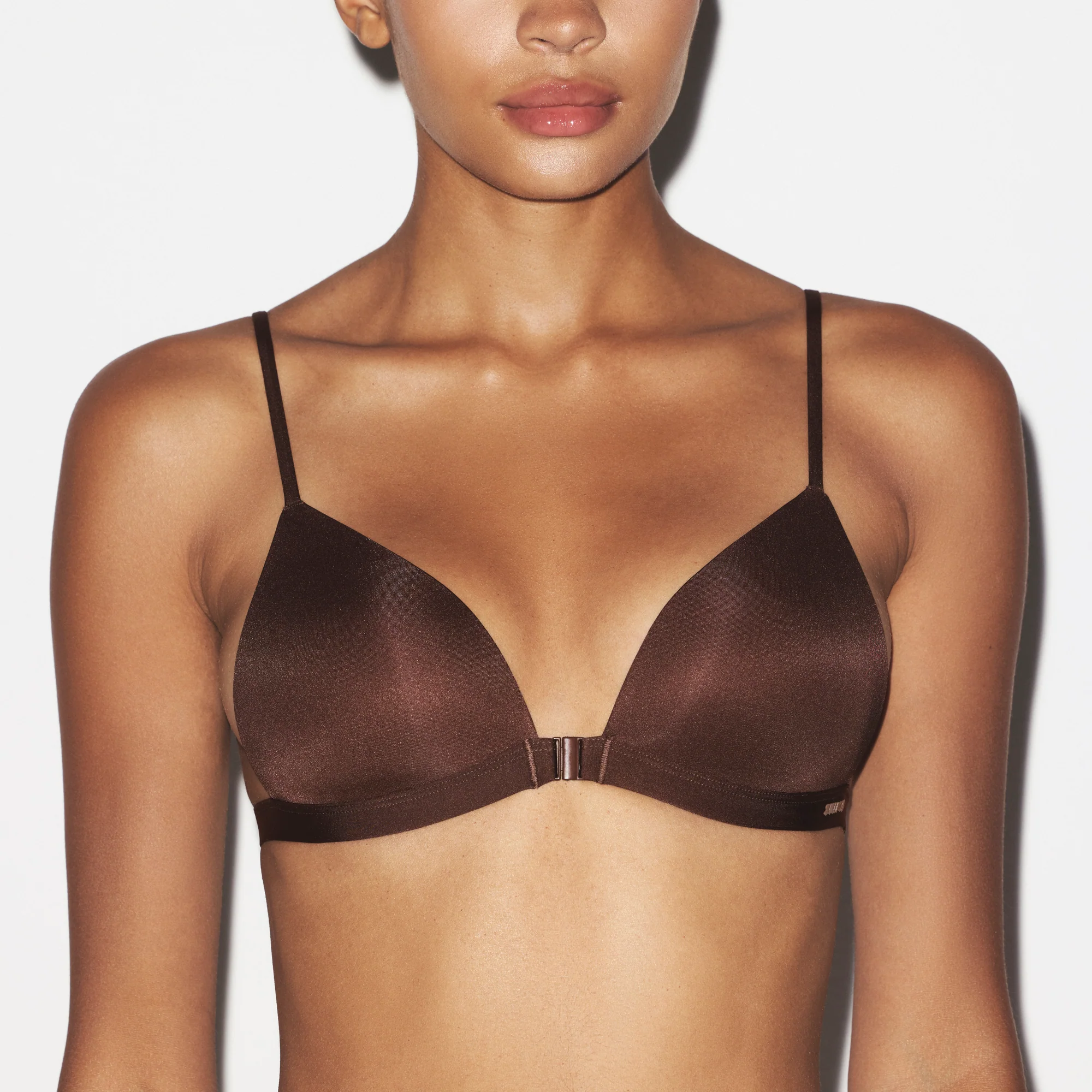 WIRELESS FORM TRIANGLE FRONT CLOSE SUPER PUSH-UP BRA | CLAY