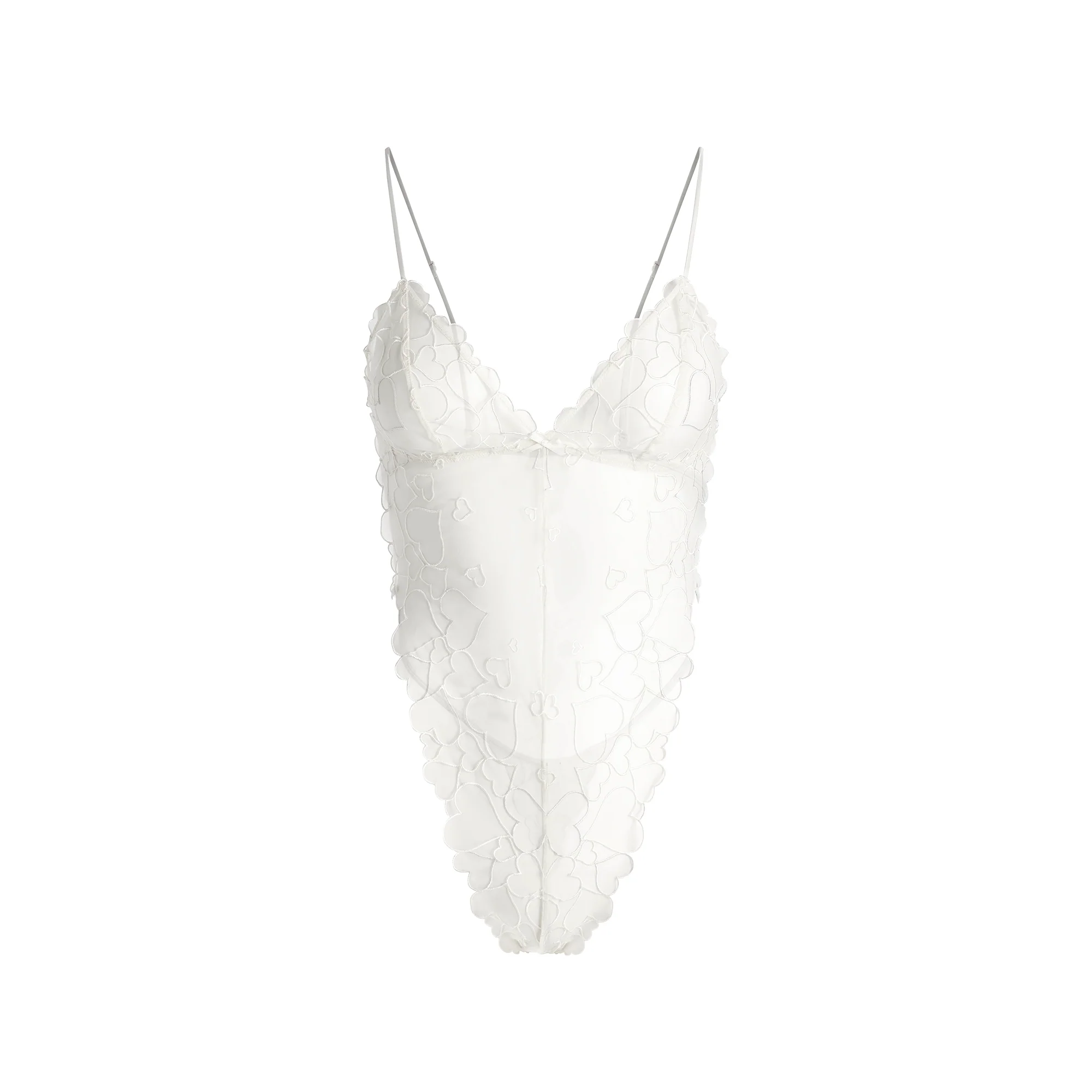 EMBROIDERED TULLE TEDDY | MARBLE