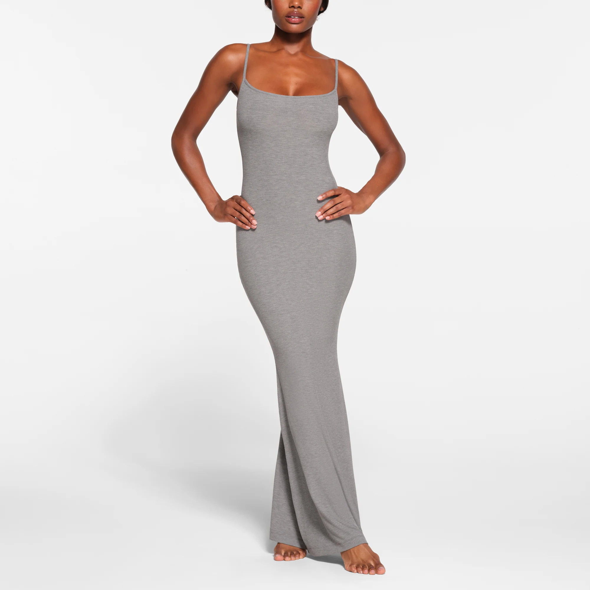 SOFT LOUNGE LONG SLIP DRESS | ONYX