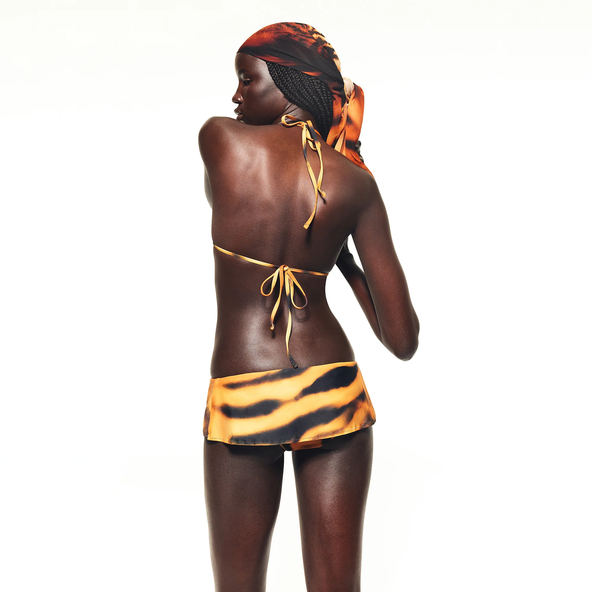 ROBERTO CAVALLI X SKIMS TRIANGLE BIKINI TOP | TIGER FACE PRINT