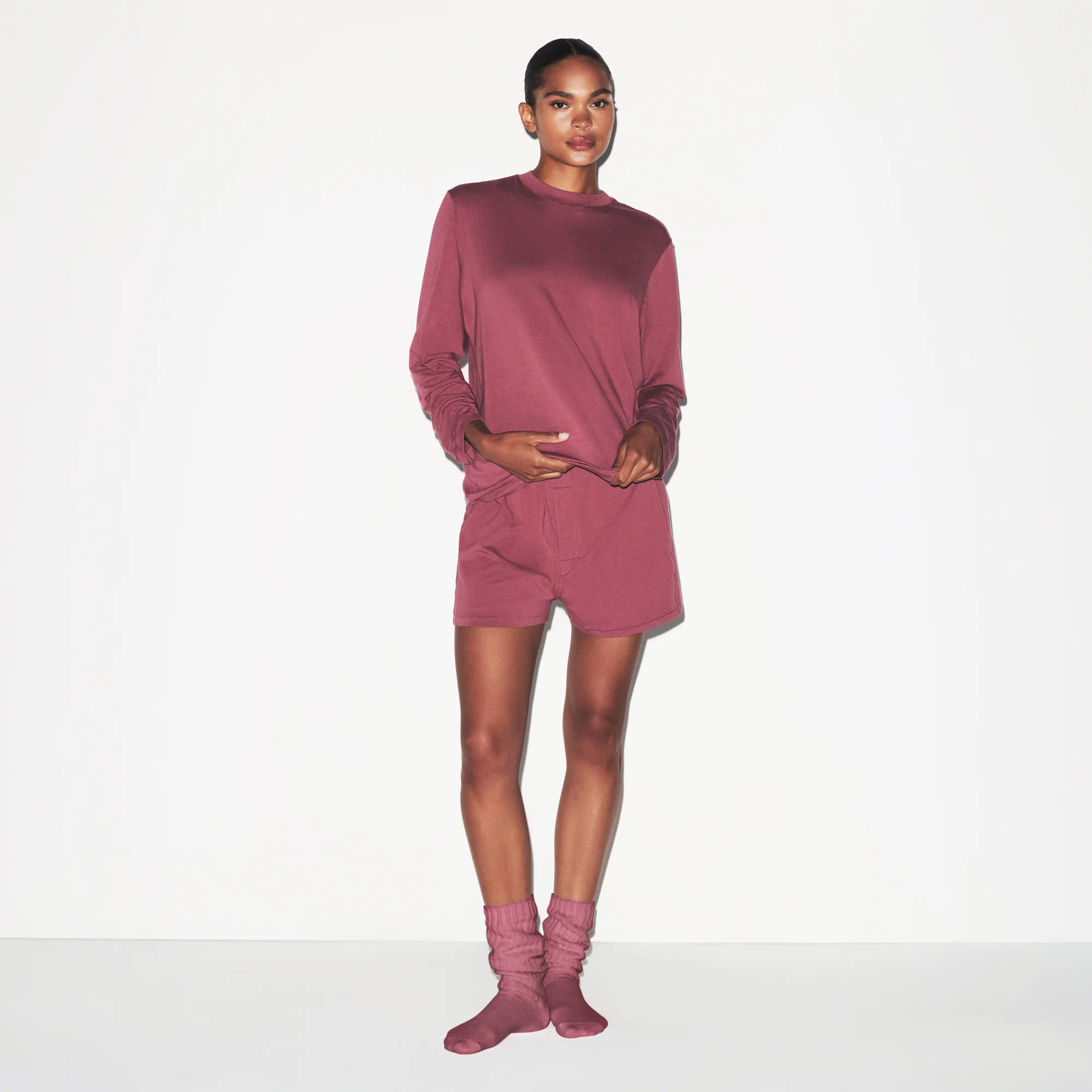 BOYFRIEND LONG SLEEVE T-SHIRT | BEET