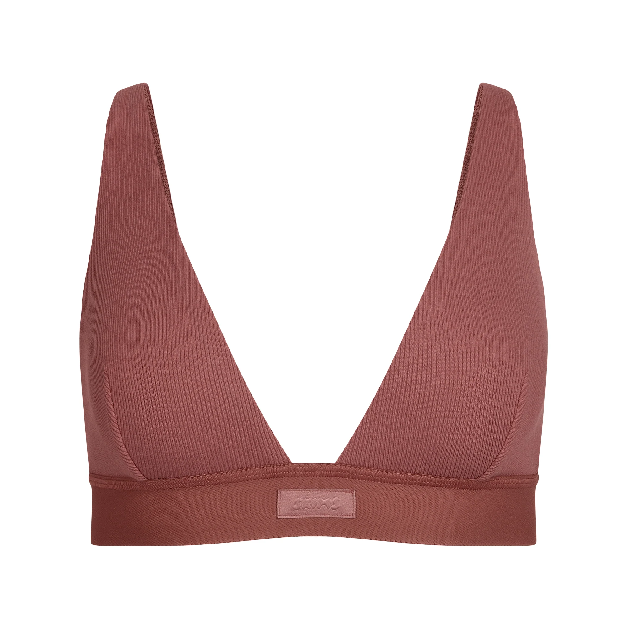 COTTON RIB PLUNGE BRALETTE | REDWOOD