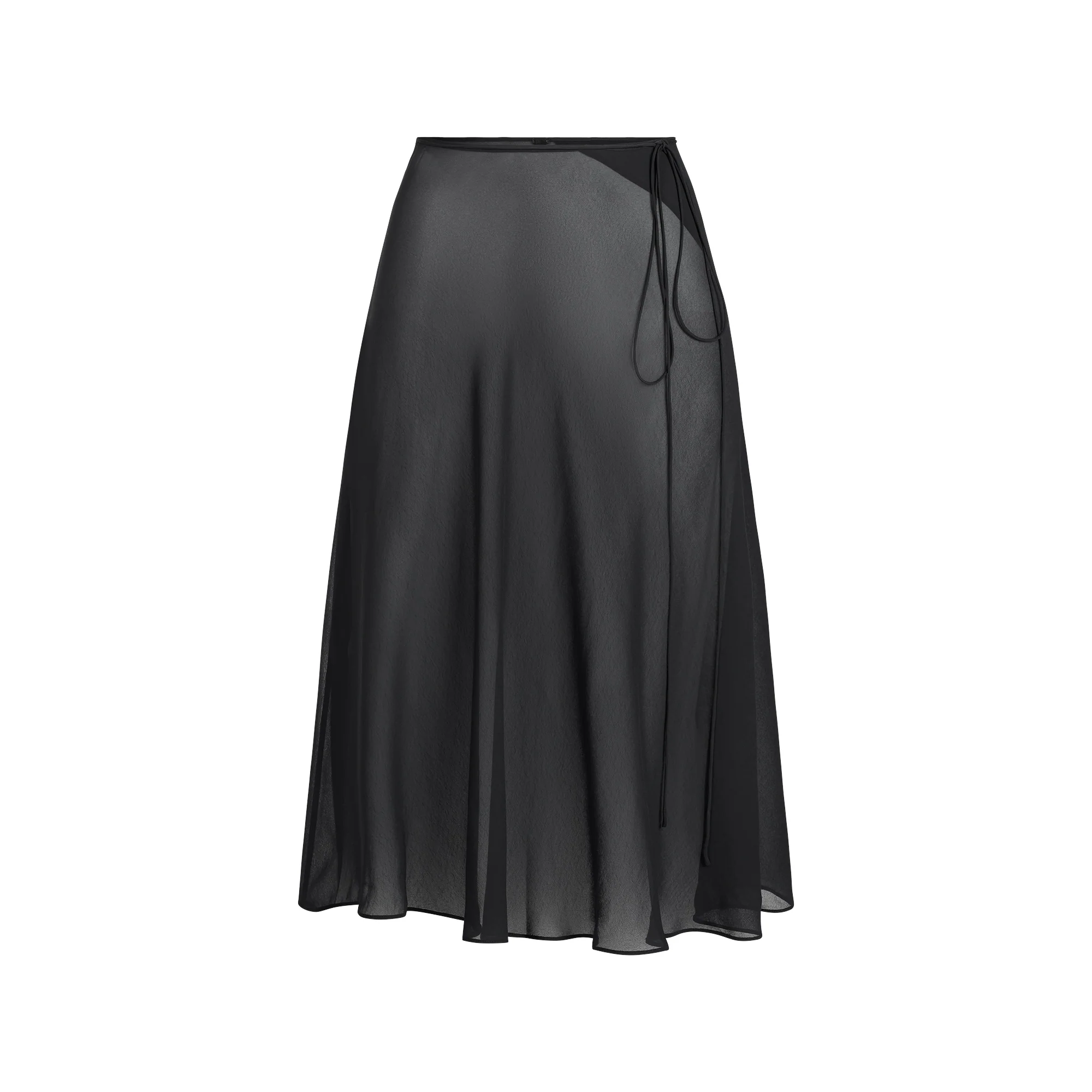 SHEER COVER-UPS TIE SIDE MIDI SKIRT | OBSIDIAN