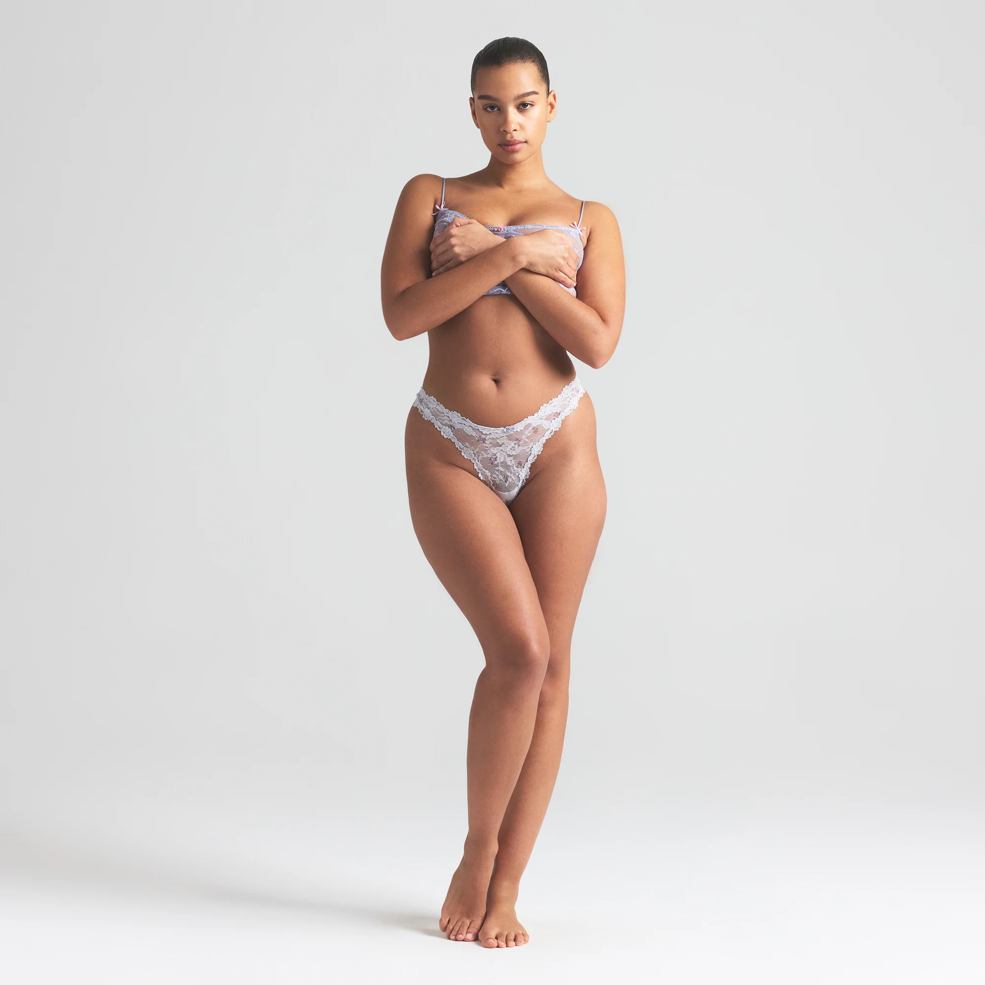 STRETCH LACE DIPPED THONG | WIND ROSEBUD PRINT